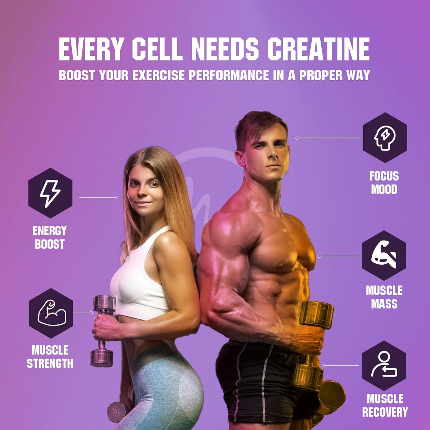 Muscle Growth Creatine Gummies with 3g Creatine Monohydrate, Sugar Free Pineapple Flavored 60 Servings, Pack of 2