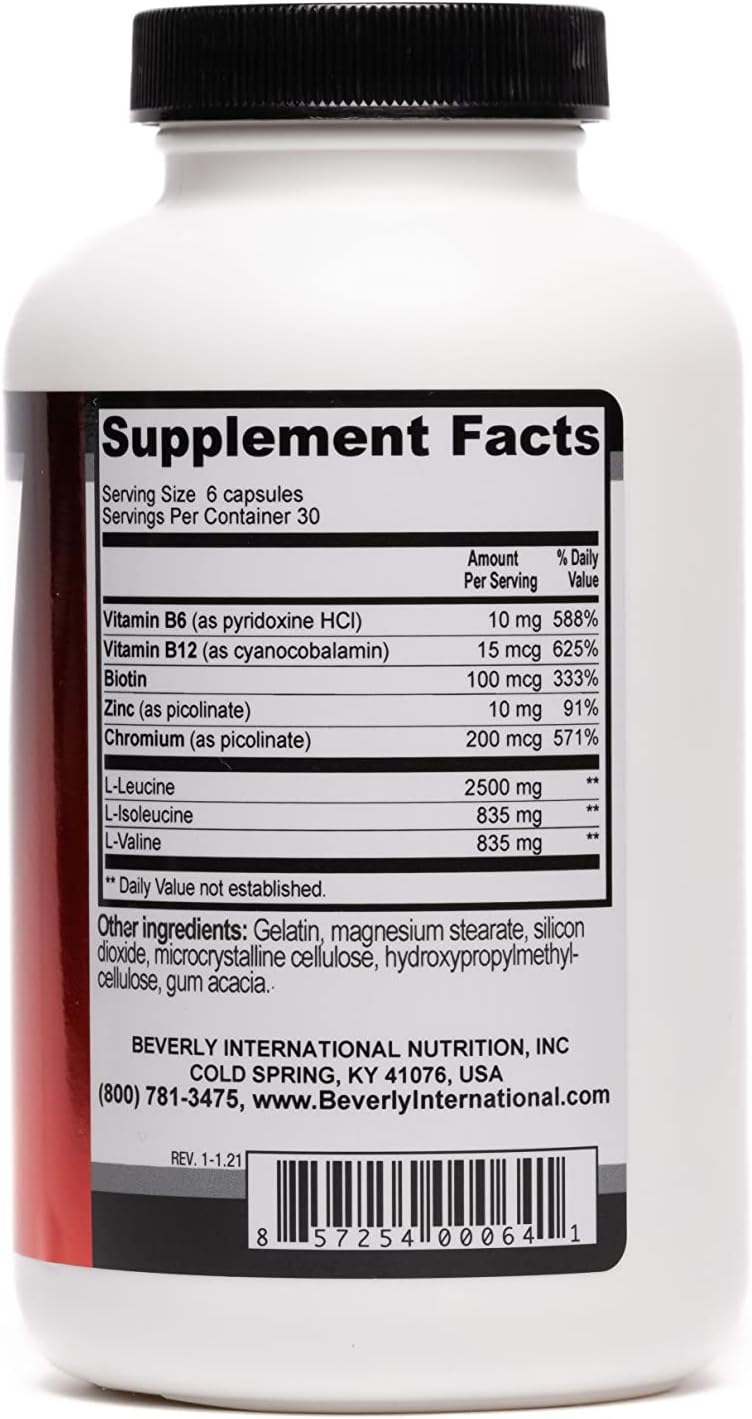 Muscle Guard BCAA Formula with Chromium Picolinate, B6-B12 for Energy Metabolism and Recovery - 180 Capsules