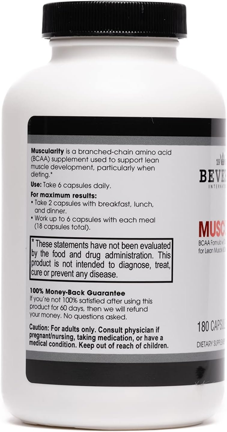 Muscle Guard BCAA Formula with Chromium Picolinate, B6-B12 for Energy Metabolism and Recovery - 180 Capsules