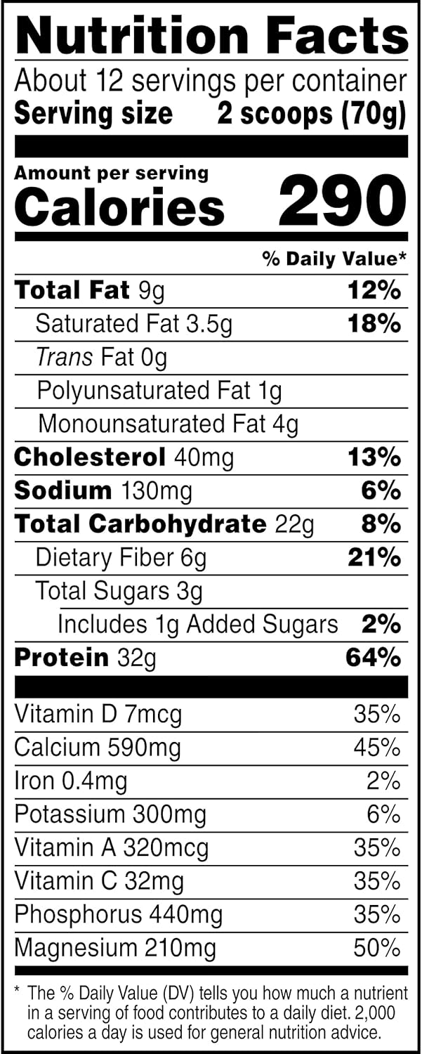 Muscle Milk Genuine Cookies 'N Crème Protein Powder - 1.93lbs, 12 Servings, 32g Protein, 3g Sugar, with Calcium & Vitamins A, C & D - NSF Certified Energizing Snack
