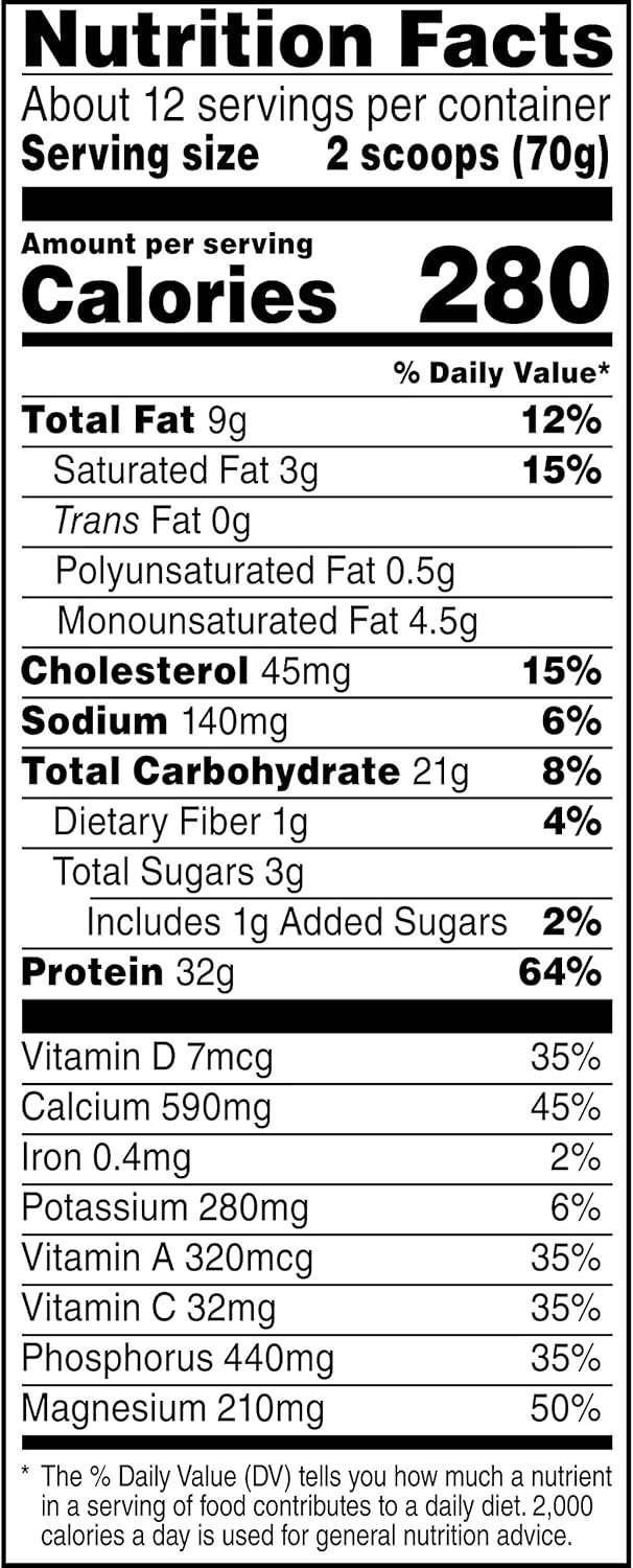 Muscle Milk Genuine Protein Powder, Strawberries ‘N Crème - 1.93 lbs, 12 Servings, 32g Protein, 3g Sugar, NSF Certified, Energizing Snack - Packaging Varies