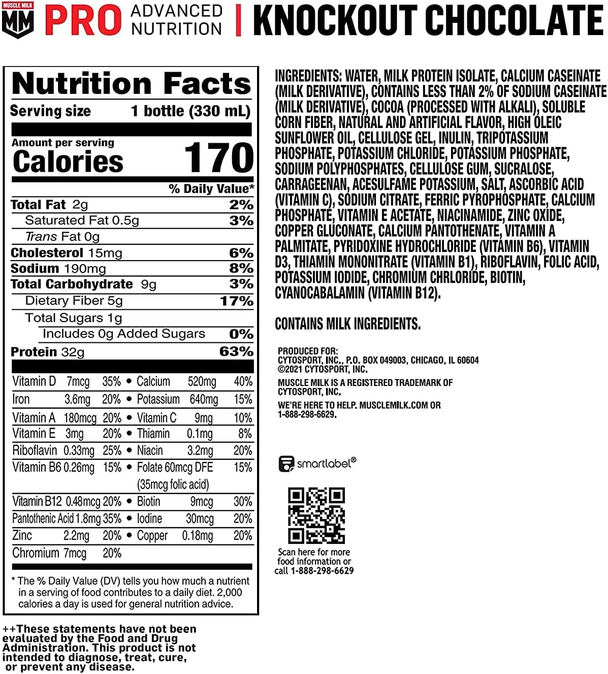 Muscle Milk Pro Advanced Nutrition Protein Shake, Knockout Chocolate, 11.16 Fl Oz (Pack of 12), High Protein and Vitamin Shake for Workout Recovery and Energy Boost