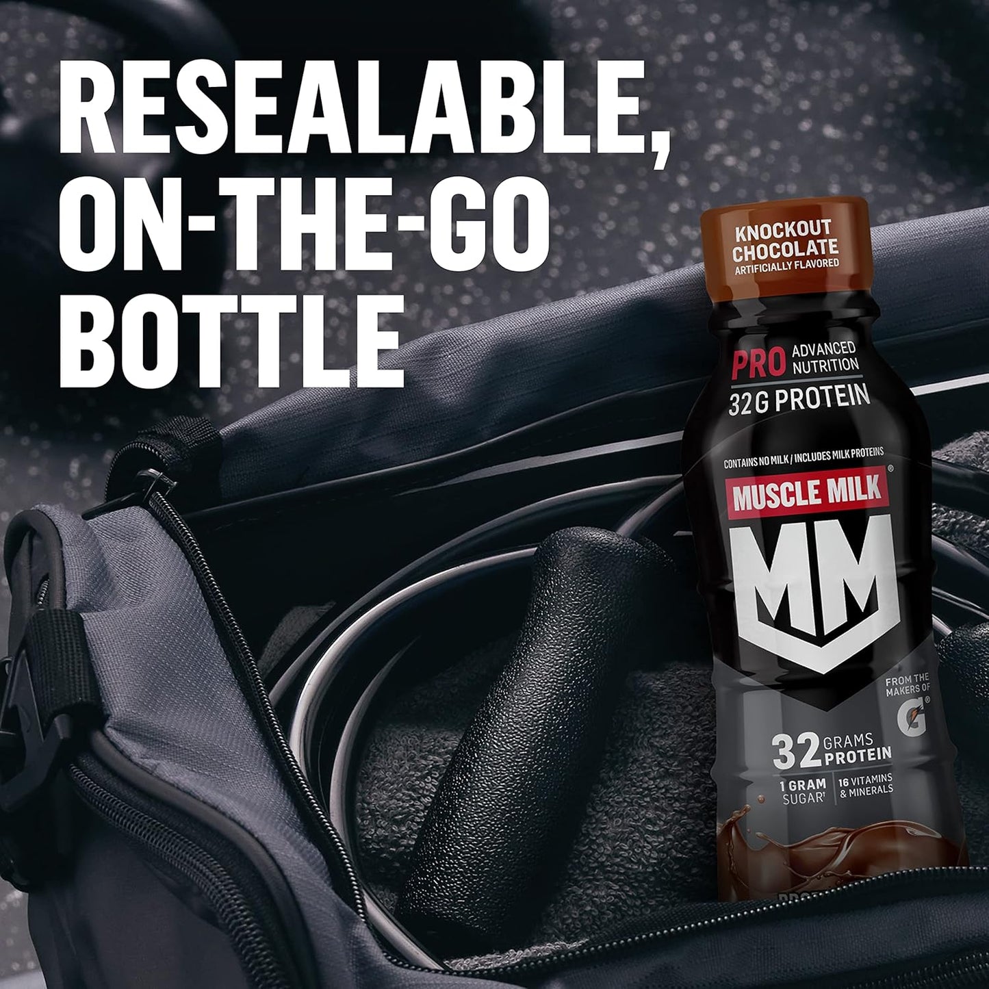 Muscle Milk Pro Advanced Nutrition Protein Shake, Knockout Chocolate, 11.16 Fl Oz (Pack of 12), High Protein and Vitamin Shake for Workout Recovery and Energy Boost