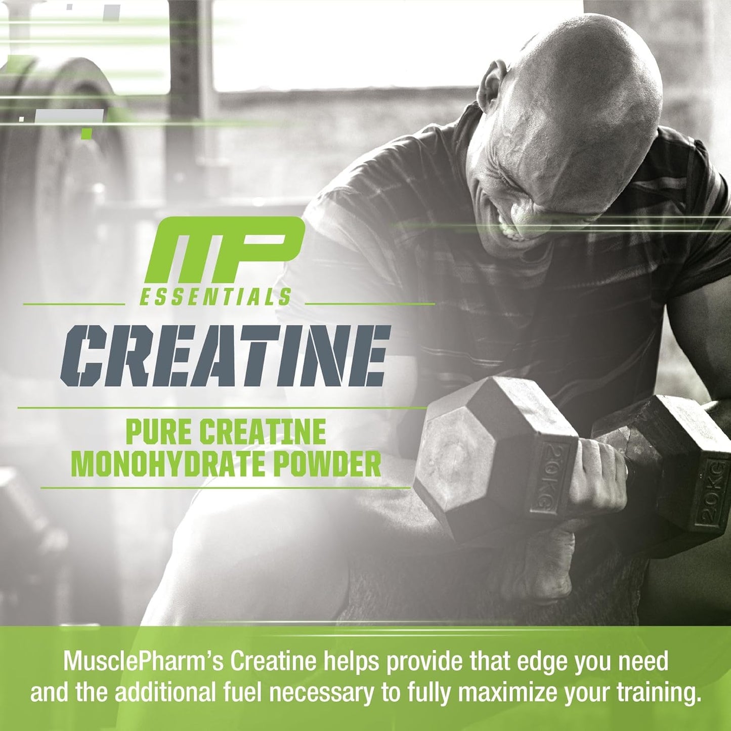 Muscle Pharm Essentials Creatine Monohydrate Powder - Pre & Post Workout Supplement, 100% Pure Creatine, 60 Servings