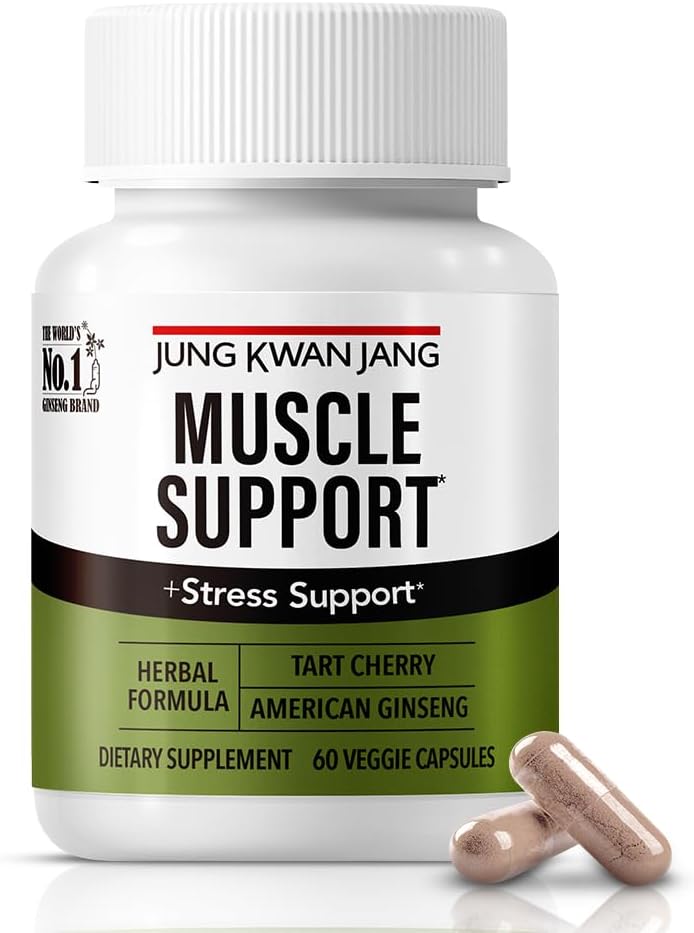 Muscle Support Capsules with Tart Cherry and American Ginseng for Soreness and Joint Care - 60 Capsules