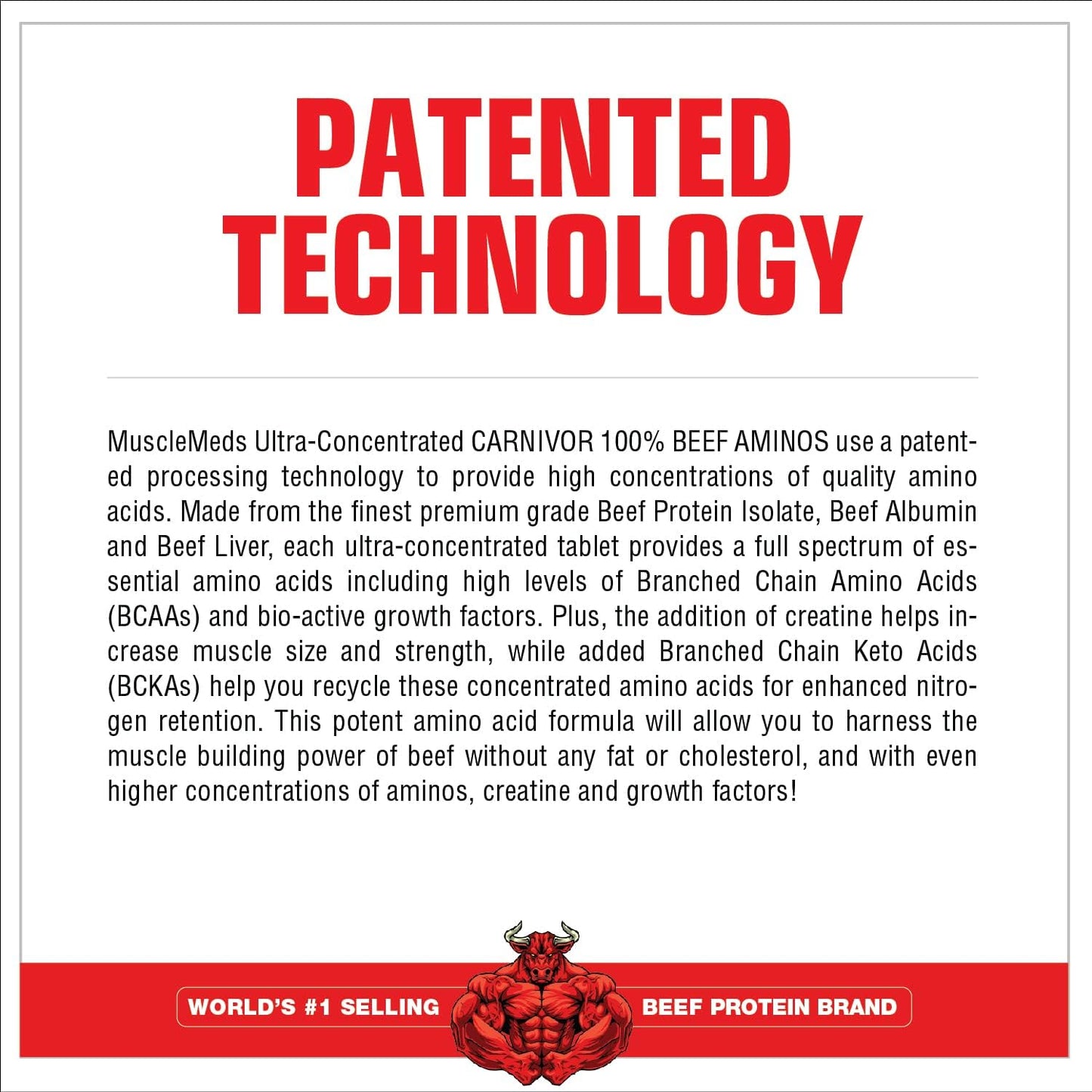 MuscleMeds Carnivor Beef Aminos: Protein Isolate, Liver, Albumin, Creatine, BCAAs - 300 Tablets for Recovery & Muscle Growth