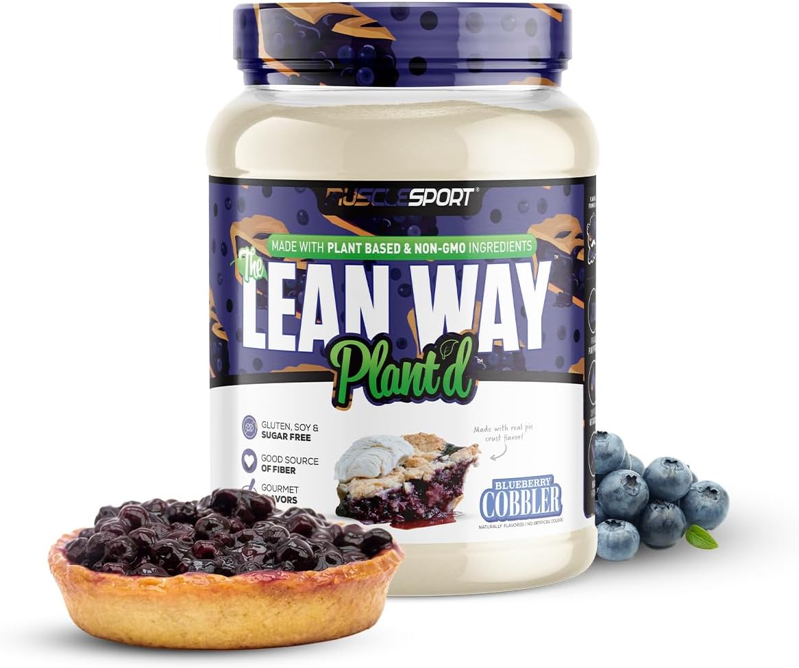 Musclesport Lean Way Plant Protein - Blueberry Cobbler Flavor with Pea & Brown Rice Protein, CLA, MCT, L-Carnitine - 20 Servings