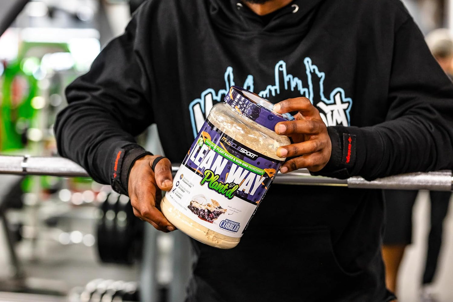 Musclesport Lean Way Plant Protein - Blueberry Cobbler Flavor with Pea & Brown Rice Protein, CLA, MCT, L-Carnitine - 20 Servings