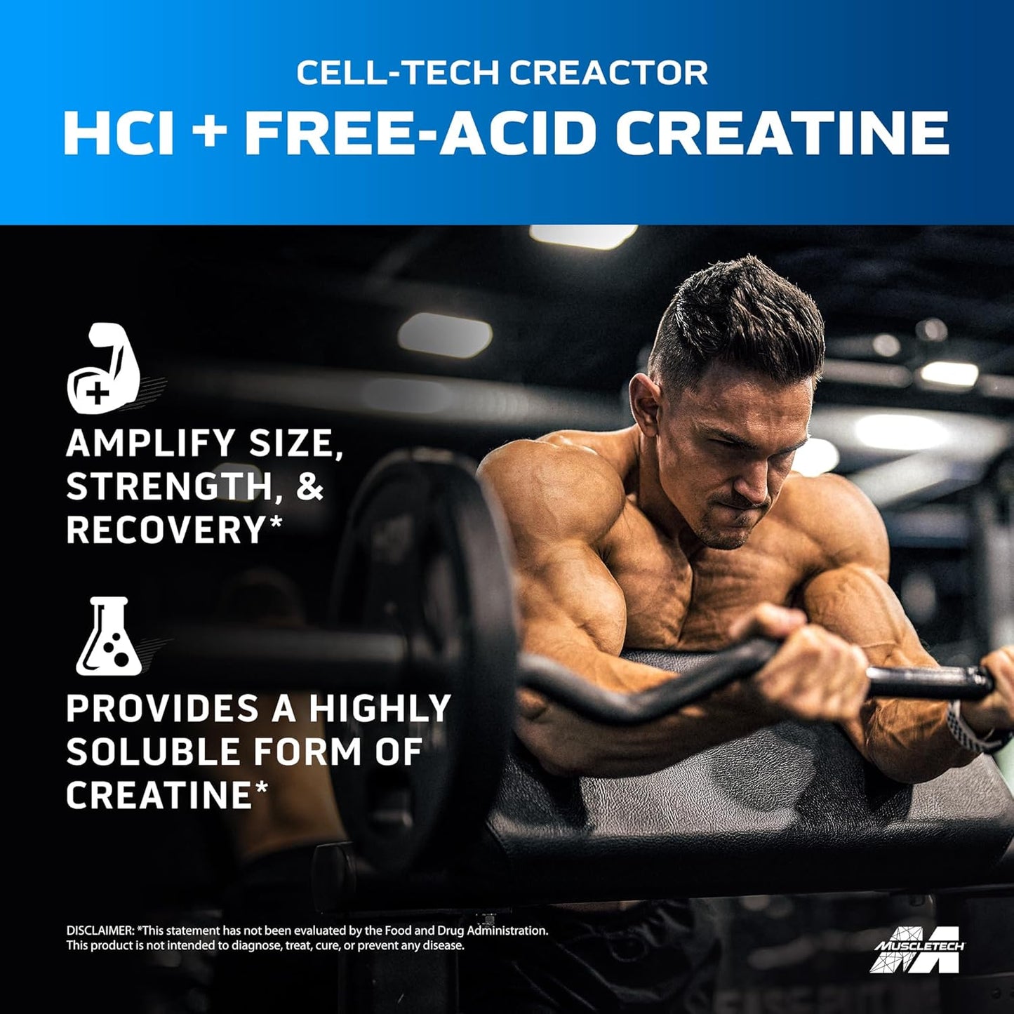 MuscleTech Cell-Tech Creactor Creatine HCl Powder - Post Workout Muscle Builder - Unflavored - 120 Servings