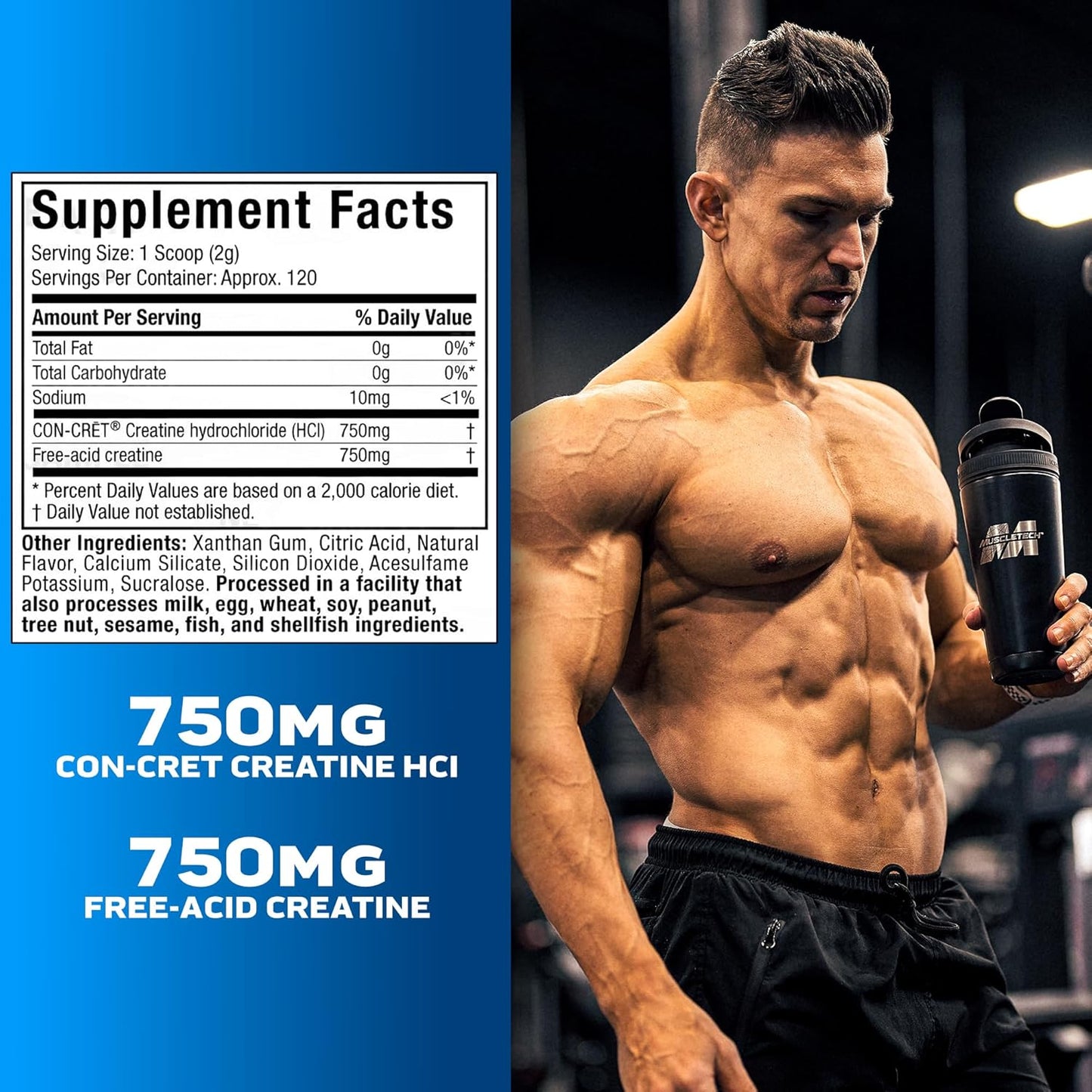 MuscleTech Cell-Tech Creactor Creatine HCl Powder - Post Workout Muscle Builder - Unflavored - 120 Servings