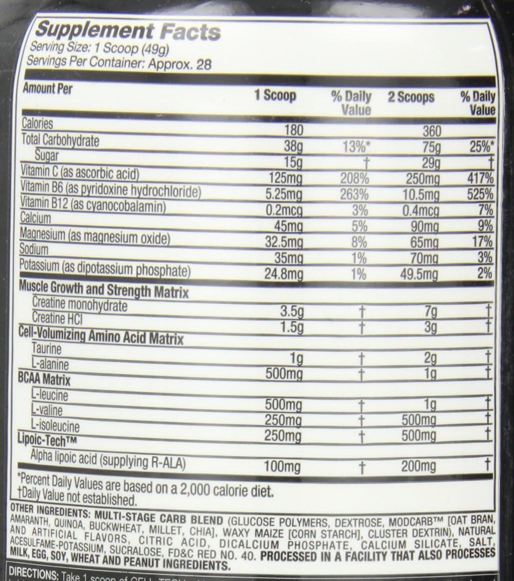 MuscleTech Cell-Tech Creatine Powder for Post-Workout Recovery - Fruit Punch, 3 lbs (27 Servings)