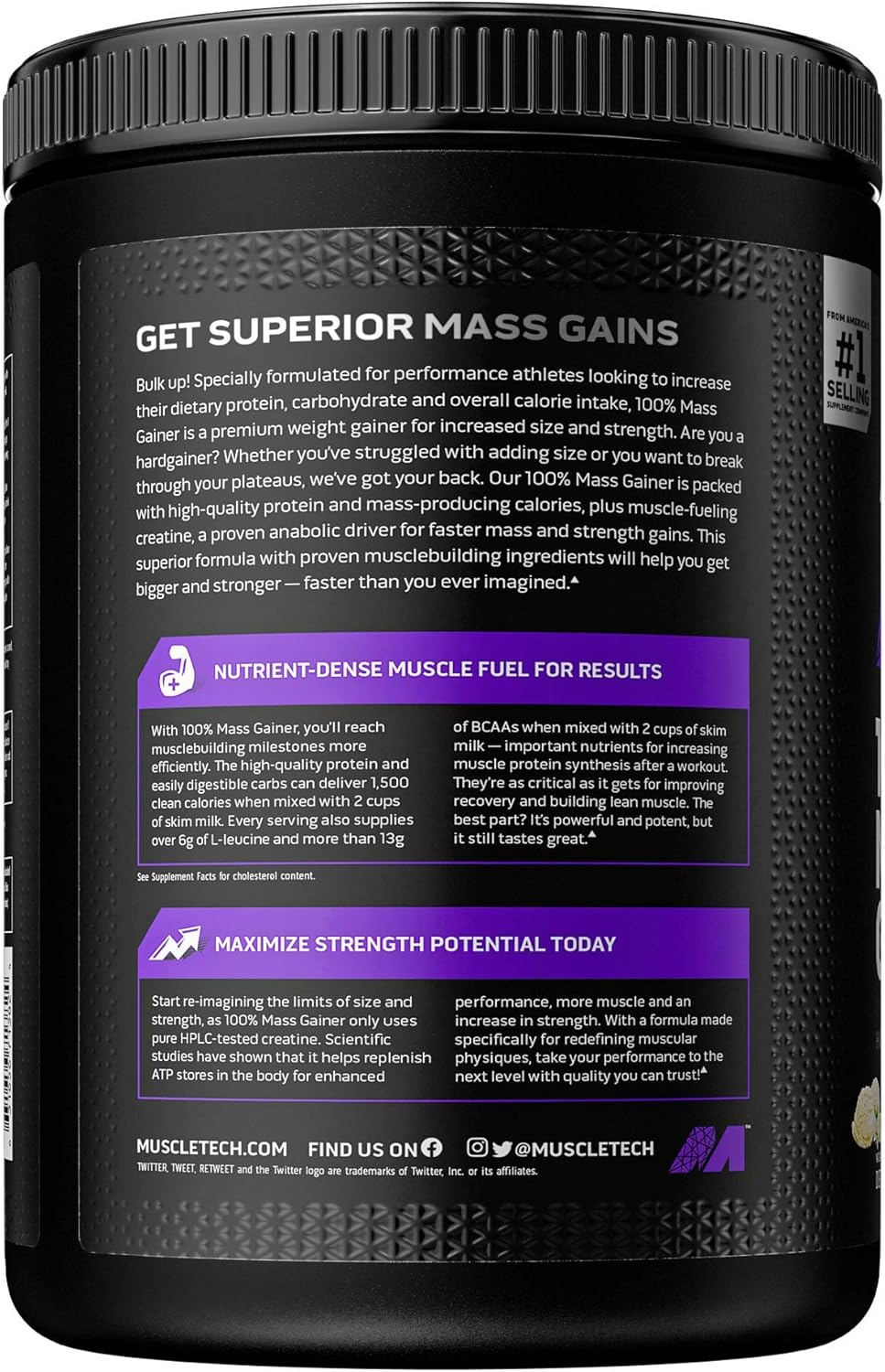 MuscleTech Mass Gainer Protein Powder with Whey Protein, Creatine, and Vanilla Flavor - 5.15 Pound Pack for Muscle Gain