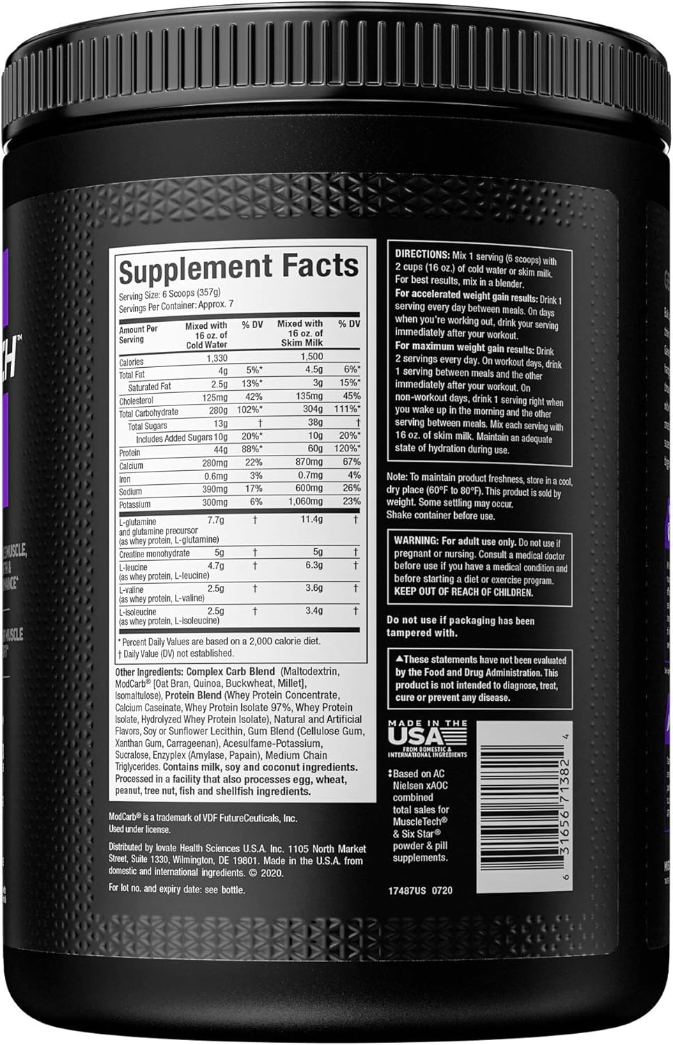 MuscleTech Mass Gainer Protein Powder with Whey Protein, Creatine, and Vanilla Flavor - 5.15 Pound Pack for Muscle Gain