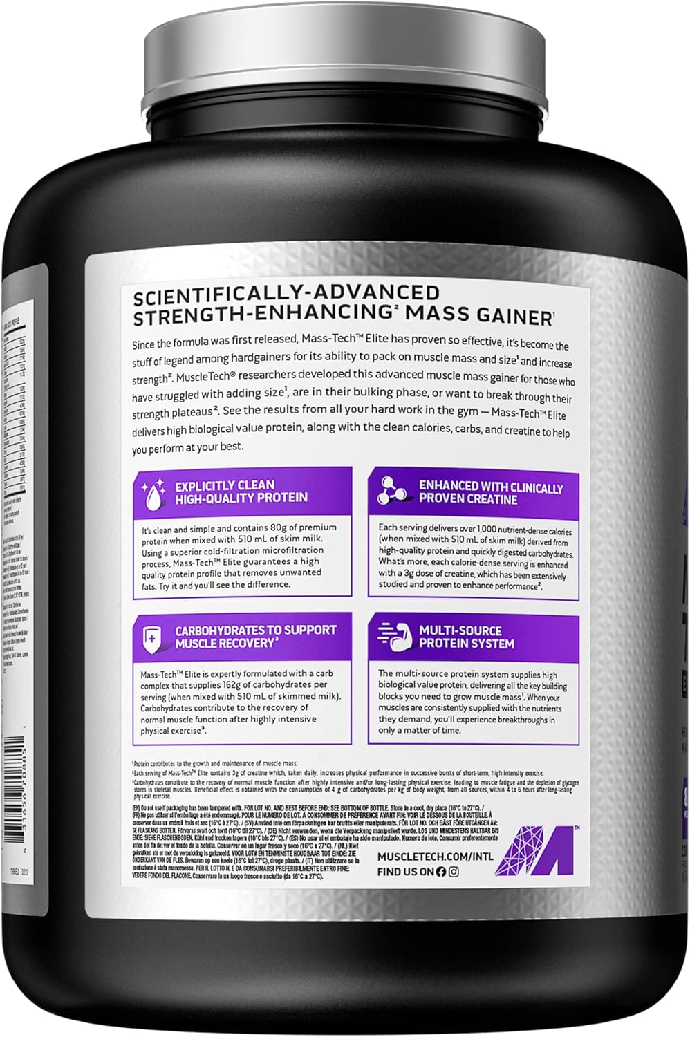 MuscleTech Mass-Tech Mass Gainer Protein Powder with Creatine, Cookies and Cream Flavor, 7 lbs