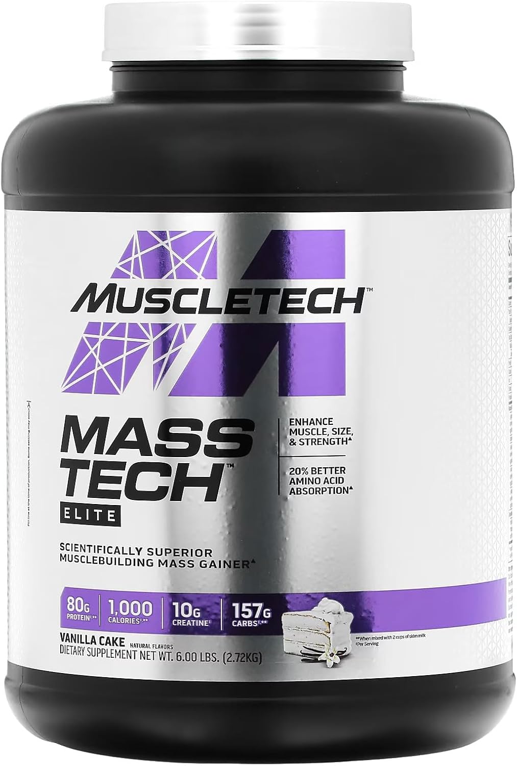 MuscleTech Mass-Tech Mass Gainer Protein Powder with Creatine, Cookies and Cream Flavor, 7 lbs