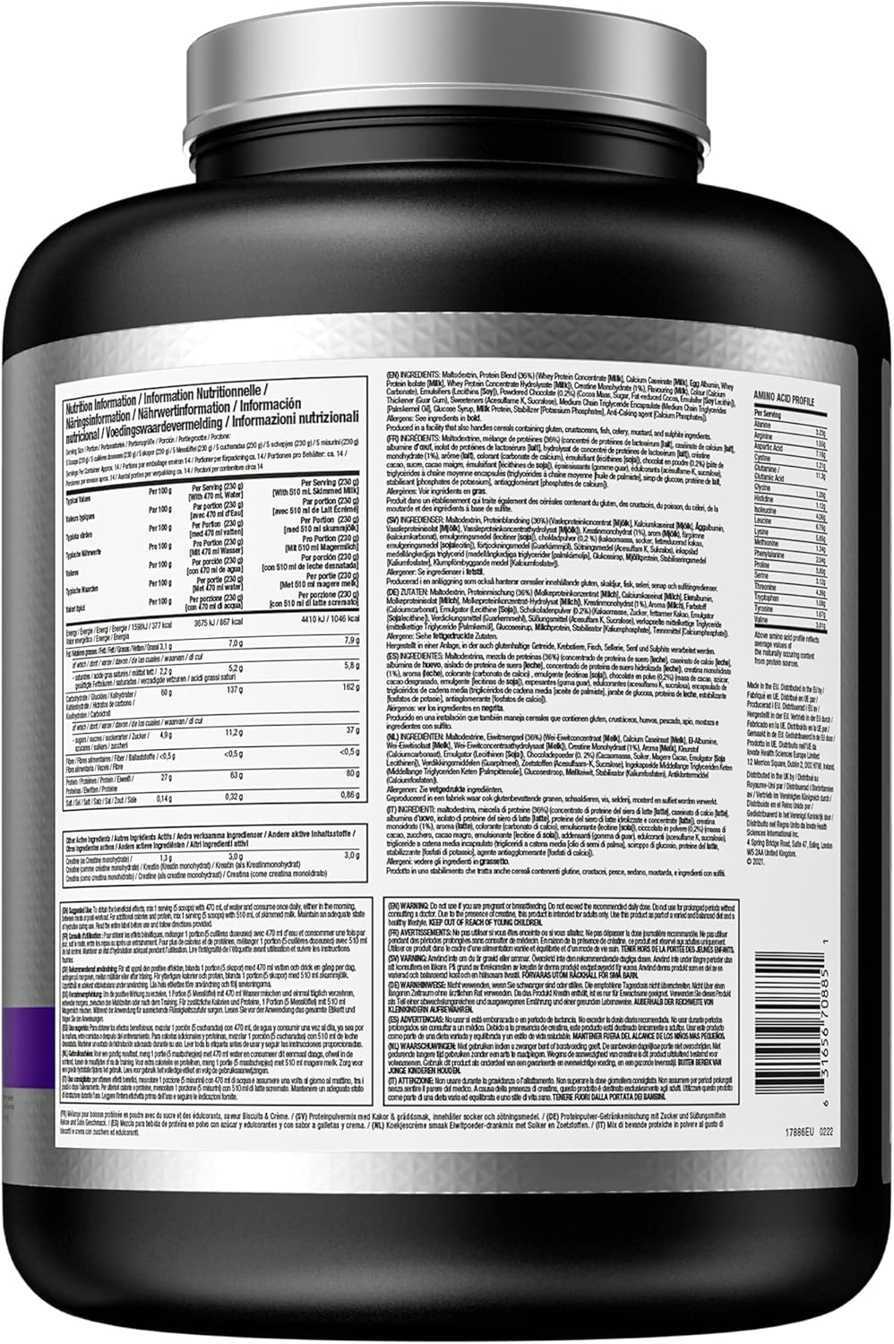 MuscleTech Mass-Tech Mass Gainer Protein Powder with Creatine, Cookies and Cream Flavor, 7 lbs