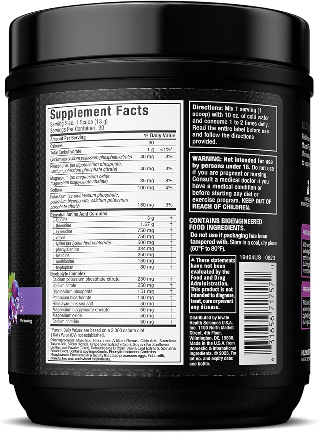 MuscleTech Platinum 100% EAA+ Grape Workout Supplement for Muscle Strength - 13.6 oz, 30 Servings for Men & Women