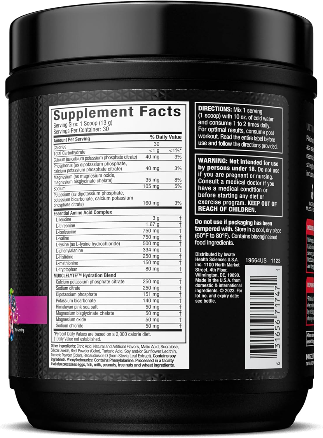 MuscleTech Platinum EAA+ Fruit Punch - Essential Amino Acids for Muscle Strength - Men & Women Workout Supplement - 13.8 oz, 30 Servings