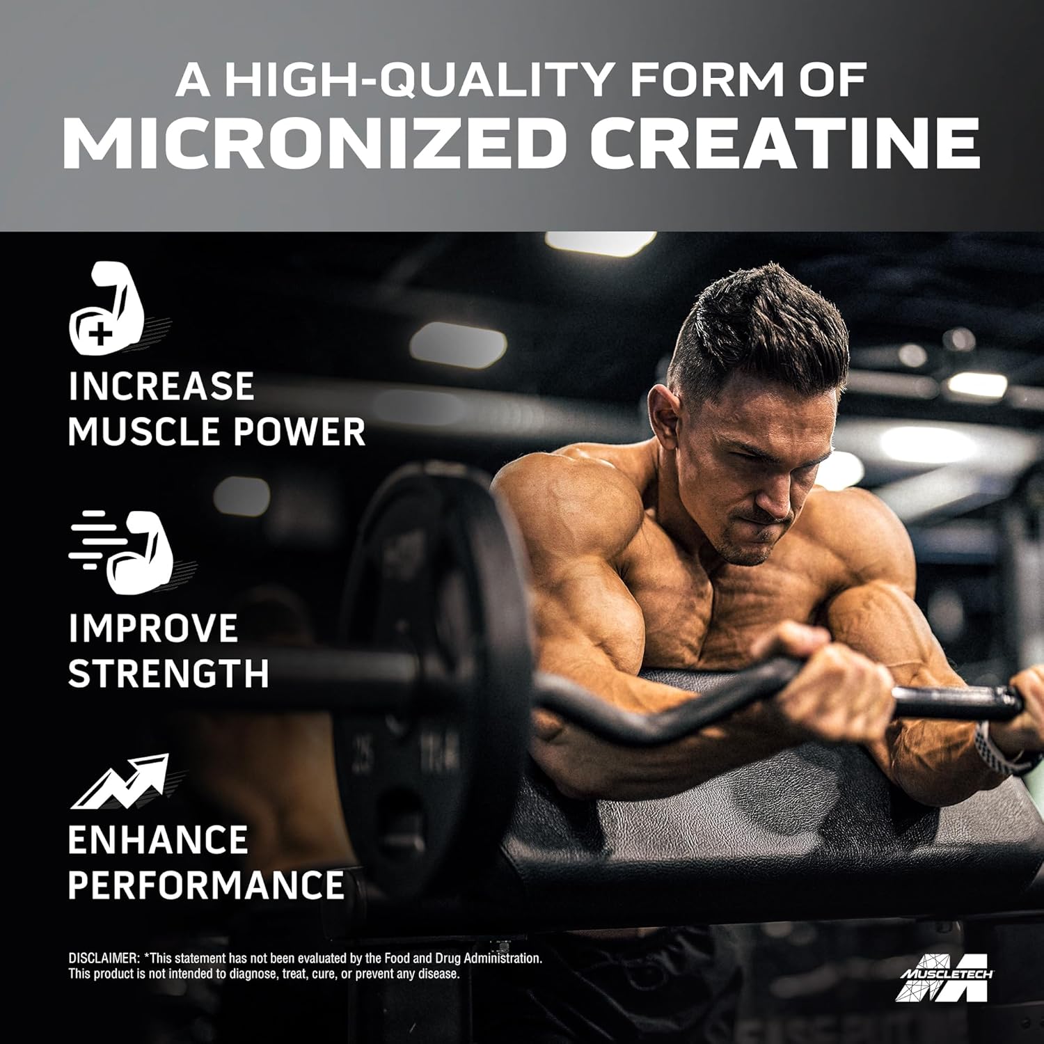 MuscleTech Platinum Pure Micronized Creatine Monohydrate Powder for Muscle Recovery and Building - Unflavored Workout Supplement (80 Servings)