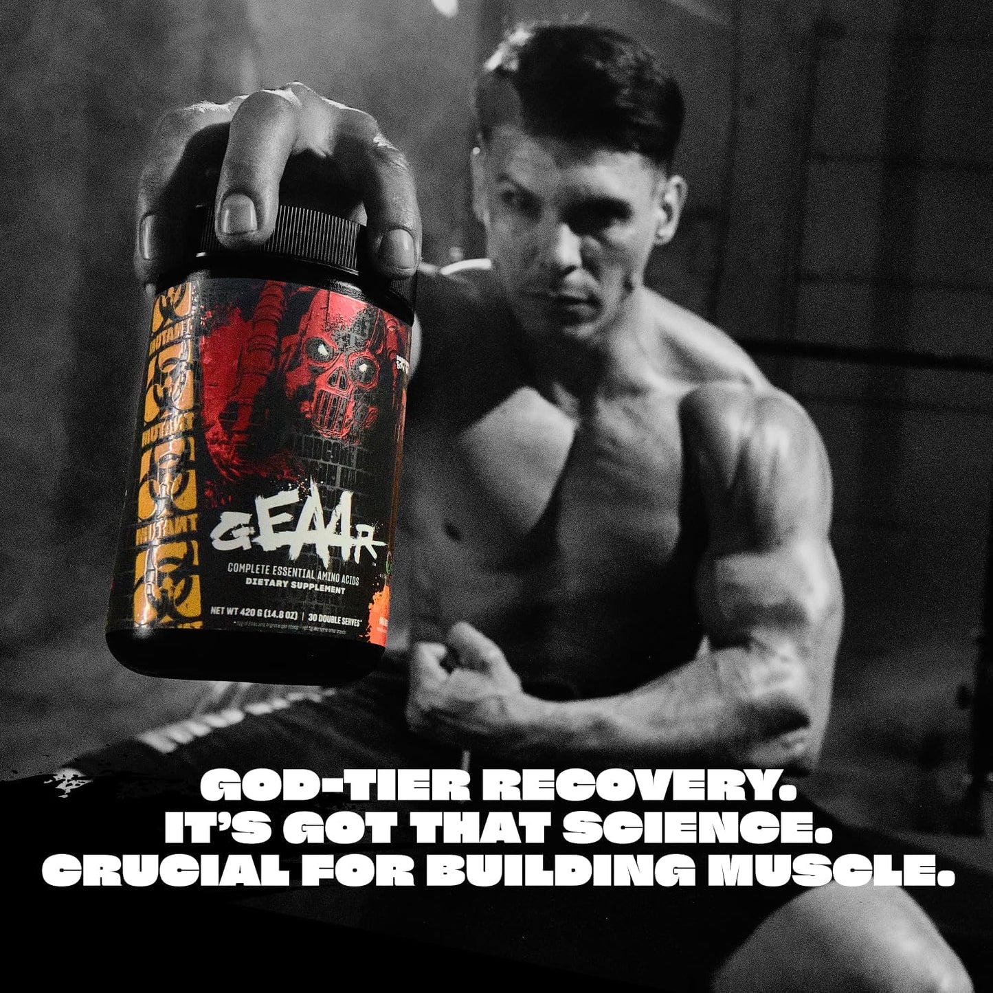 Mutant GEAAR EAA Powder Supplement with BCAAs, Leucine, Electrolytes, Coconut Water - Orange Rush Flavor, 30 Servings