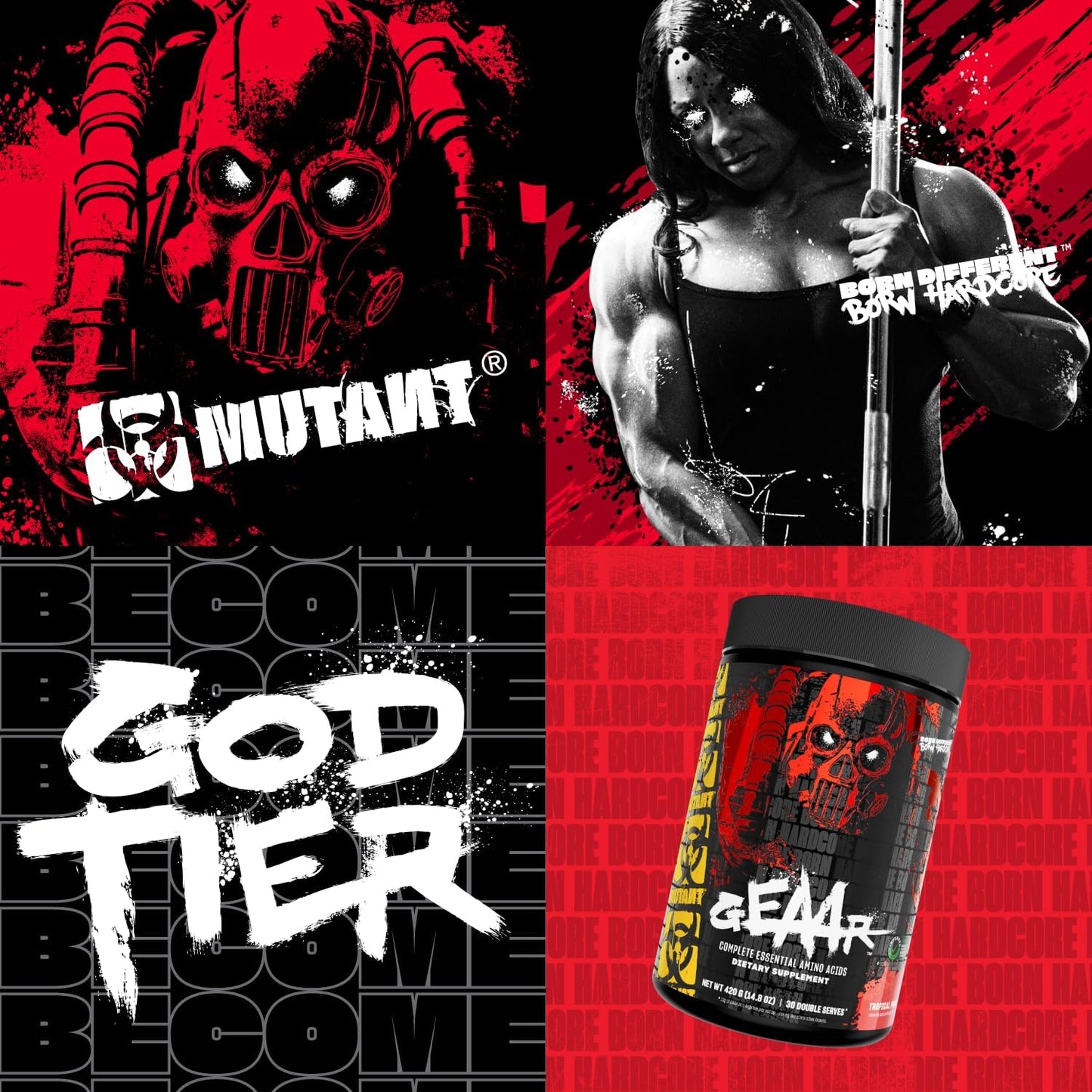 Mutant GEAAR EAA Powder Supplement with BCAAs, Leucine, Electrolytes, Coconut Water - Orange Rush Flavor, 30 Servings