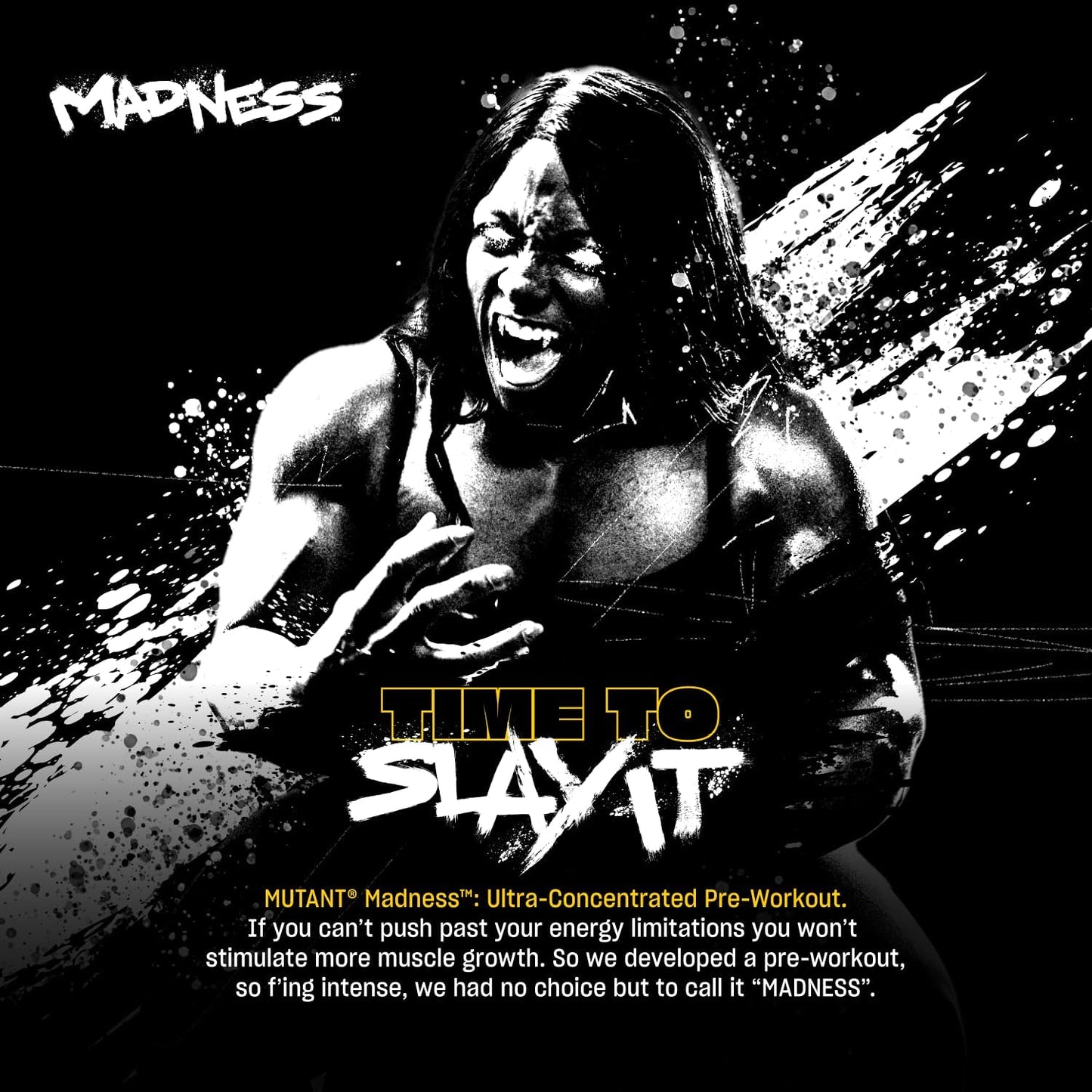 Mutant Madness Pre Workout Powder Supplement with L-Citrulline, Beta-Alanine, Taurine, L-Tyrosine for Performance and Pump - Peach Mango Flavor - 30 Servings
