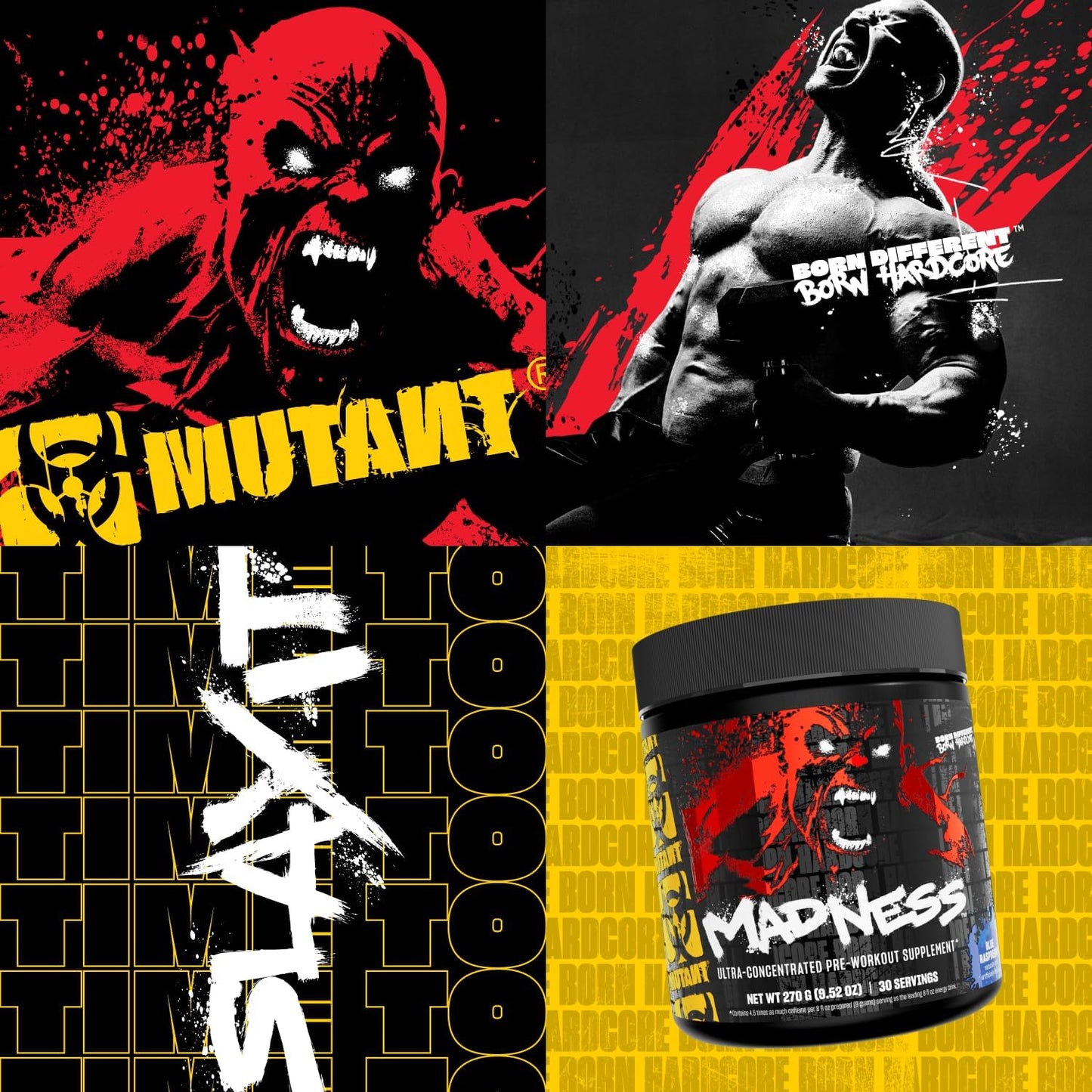 Mutant Madness Pre Workout Powder Supplement with L-Citrulline, Beta-Alanine, Taurine, L-Tyrosine for Performance and Pump - Peach Mango Flavor - 30 Servings
