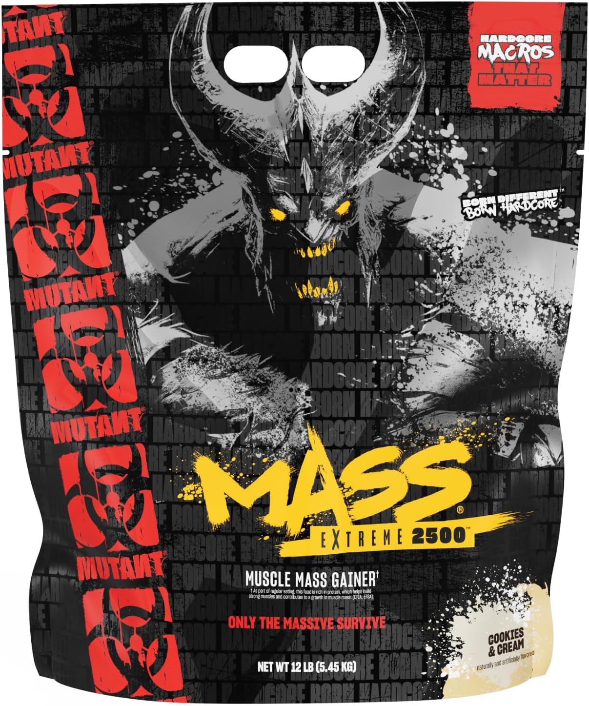 Mutant Mass Extreme Gainer Whey Protein Powder for Muscle Size and Strength - Cookies and Cream Flavor - 12 lbs