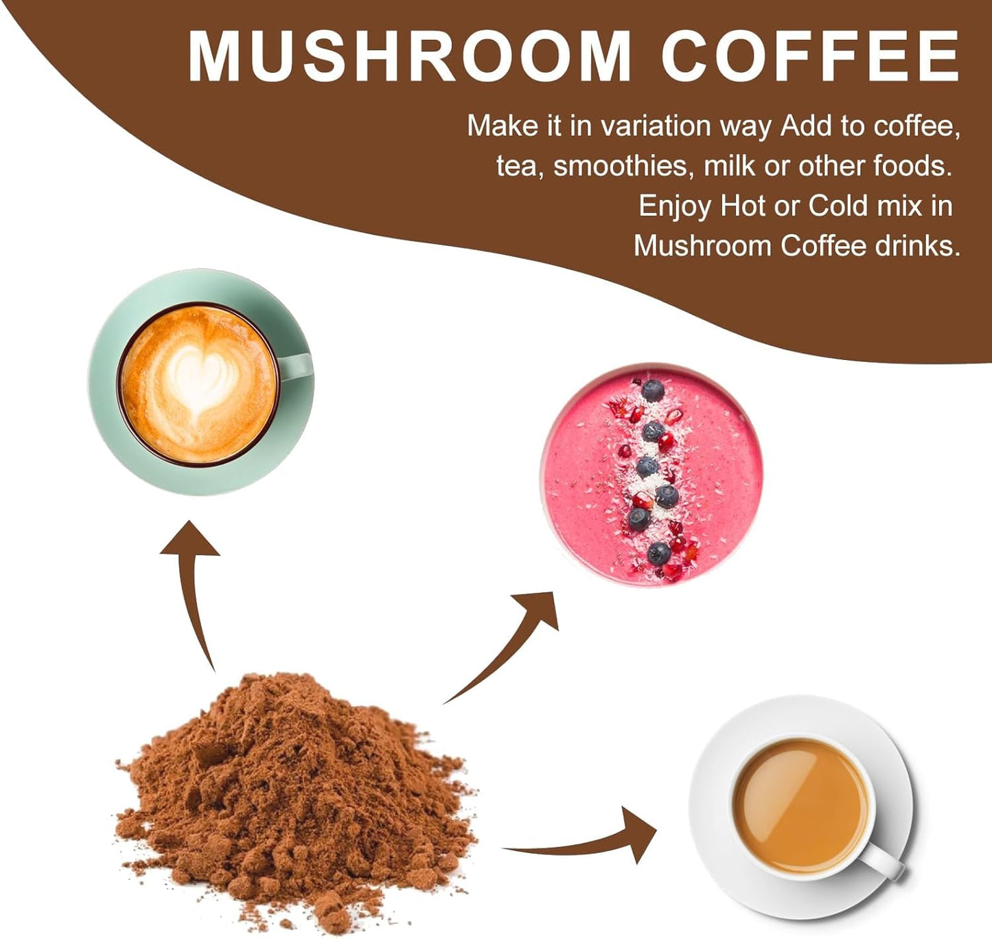 Mutsweet Mushroom Coffee Powder Blend (2 Pack, 57 Servings) with Lions Mane, Reishi, Cordyceps, Turkey Tail, Chaga for Energy, Focus, Immune Support - 8 oz