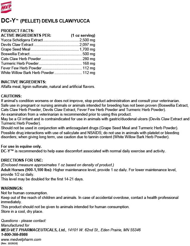 MVP DC-Y (15lb) Helps Reduce Aches and Tenderness in Horses from Daily Activities