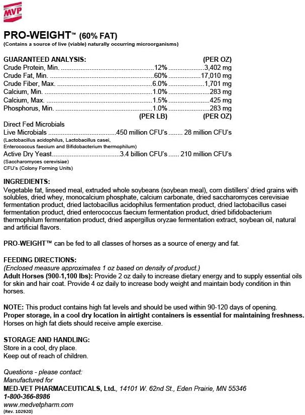 MVP Pro-Weight 10lb Supplement for Healthy Horse Weight Gain