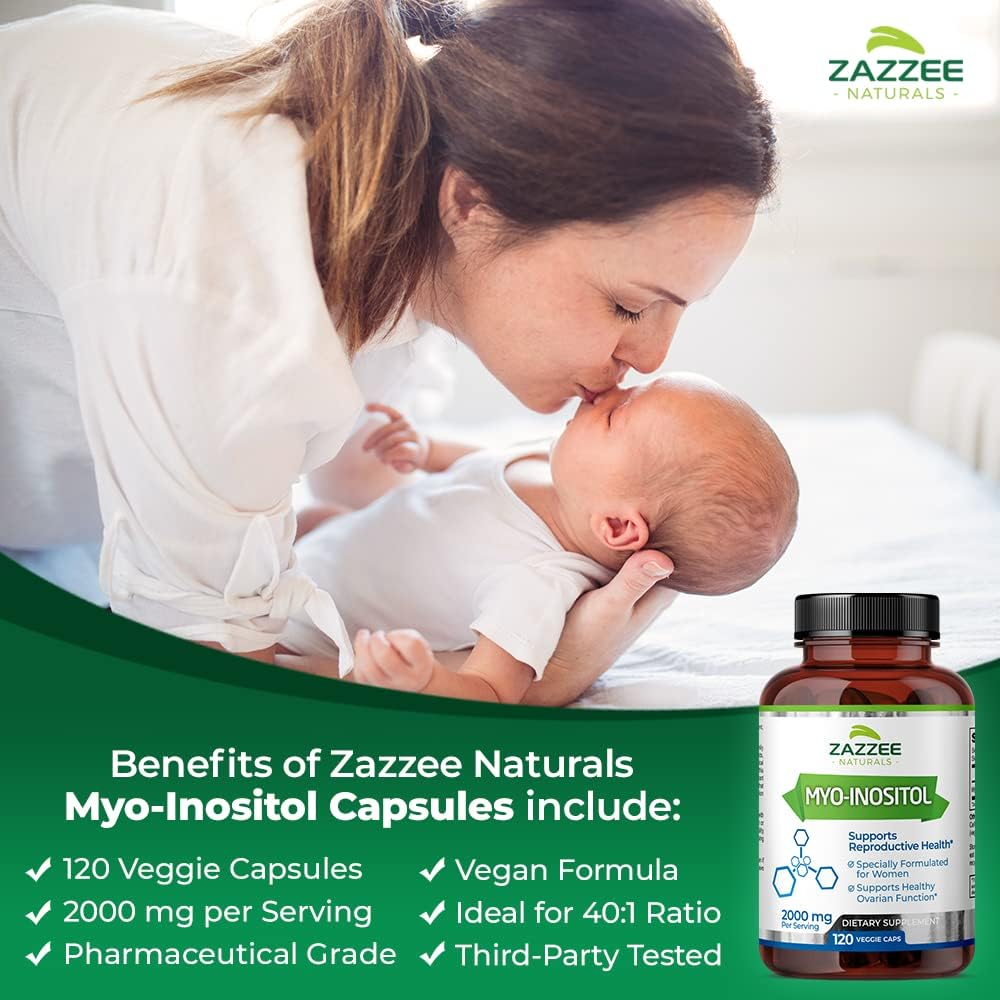 Myo-Inositol Capsules 2000mg - 120 Vegan Capsules - Hormone Balance & Ovarian Support - Non-GMO & All-Natural - Ideal Dosage