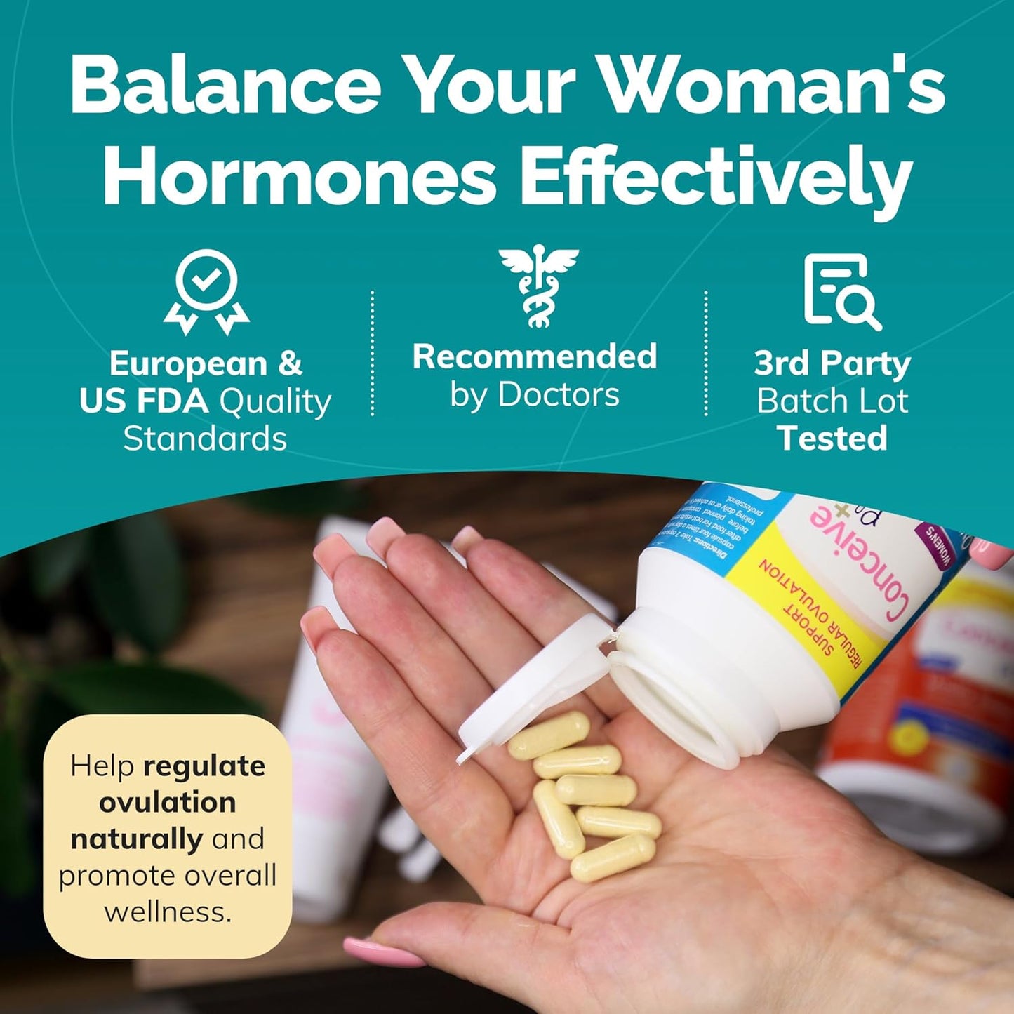 Myo-Inositol & D-Chiro Inositol Blend Ovulation Support Supplement with Coq10, Folic Acid, Ginger - PCOS Relief, Healthy Ovarian Support - Multi Vitamins for Women - 120 Capsules