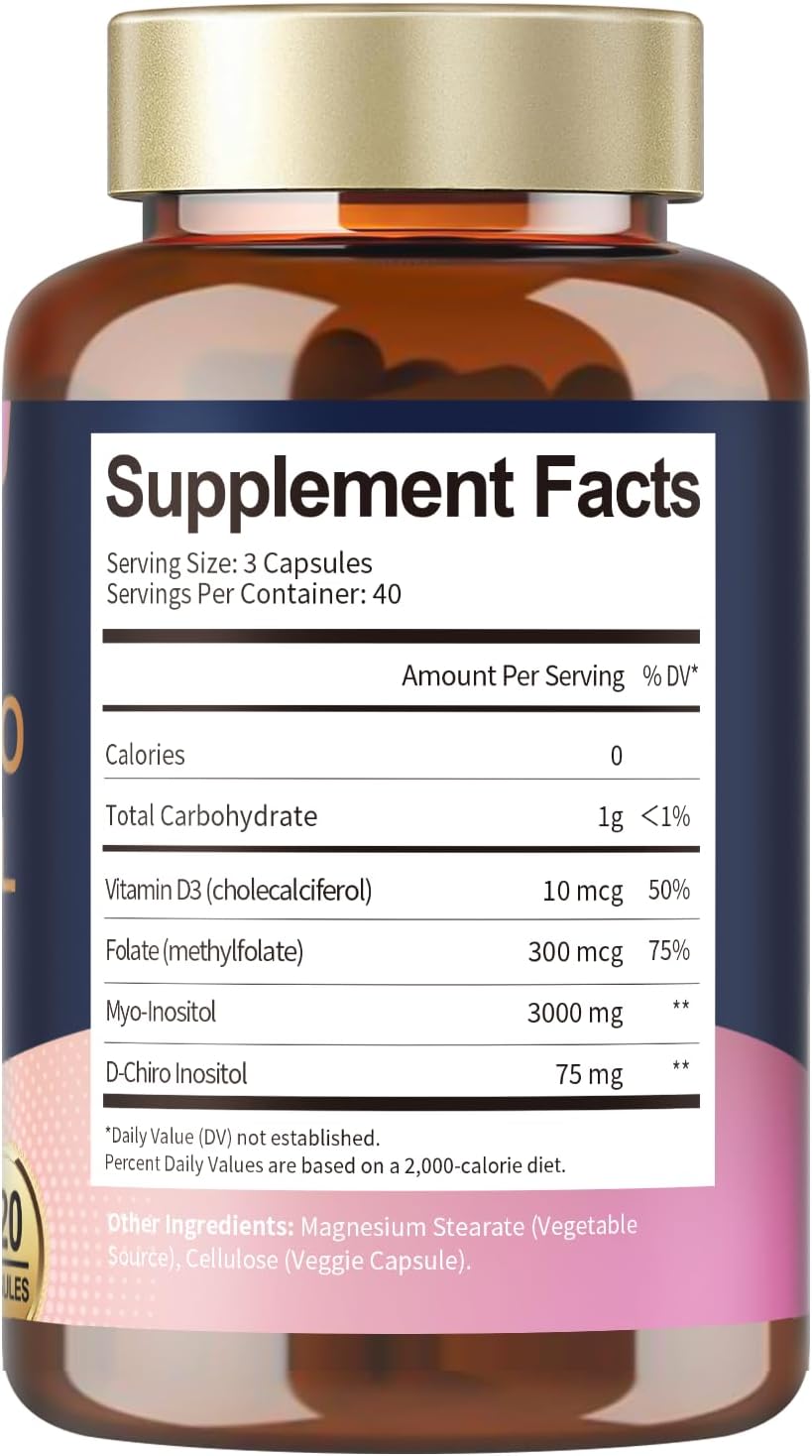 Myo-Inositol & D-Chiro Inositol Capsules with Vitamin D3 and Folate for Optimal Health