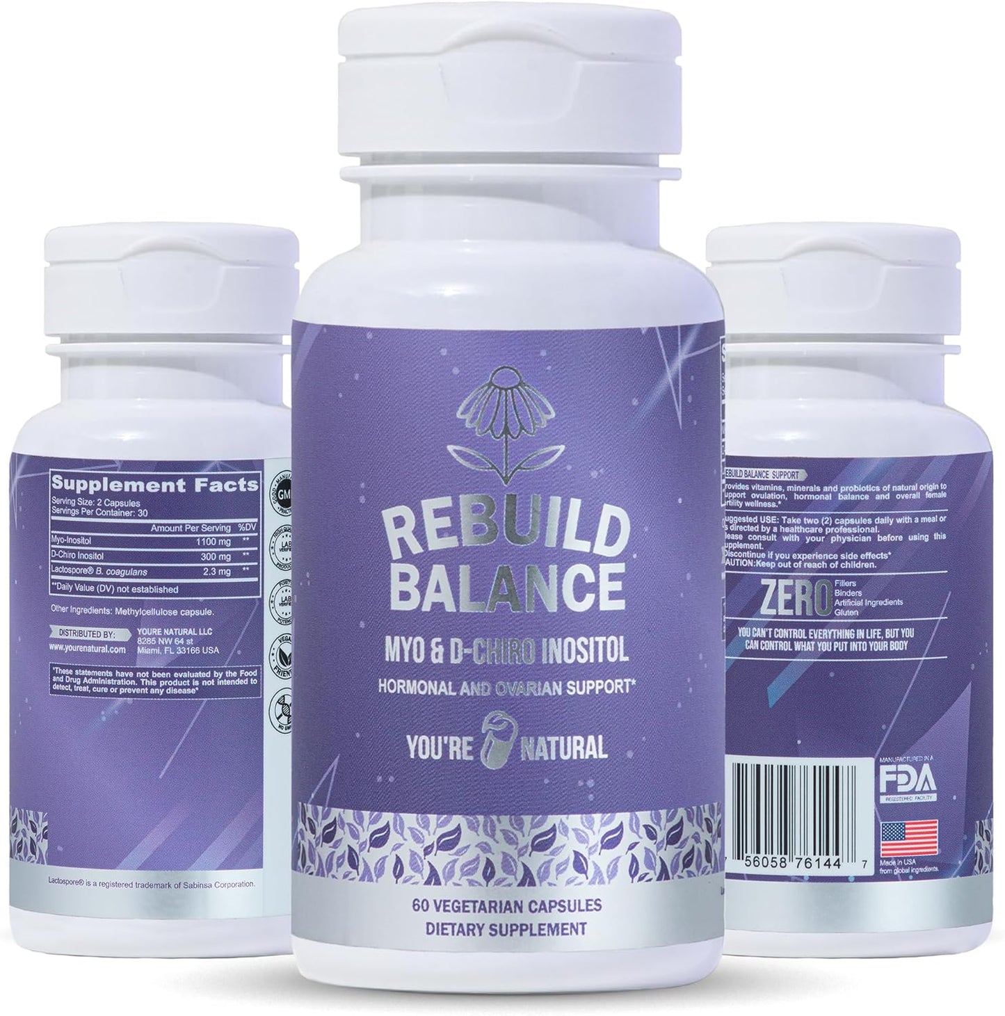 Myo-Inositol & D-Chiro Inositol with Probiotics for Hormone Balance in Women - Regulate Menstrual Cycle & Support Ovarian Health - PCOS Supplement - Vegan Capsules - 30-Day Supply