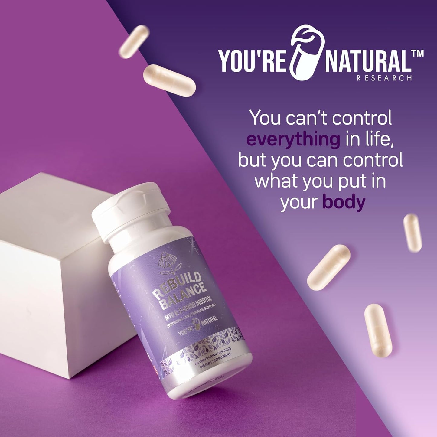 Myo-Inositol & D-Chiro Inositol with Probiotics for Hormone Balance in Women - Regulate Menstrual Cycle & Support Ovarian Health - PCOS Supplement - Vegan Capsules - 30-Day Supply