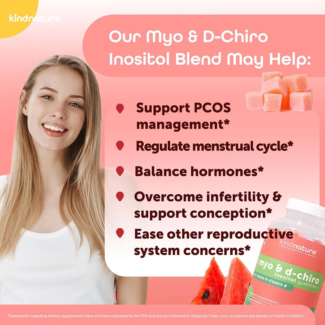 Myo-Inositol & Vitamin B2 Gummies Bundle for Hormonal Balance, Migraine Relief, and Energy Support by Kind Nature