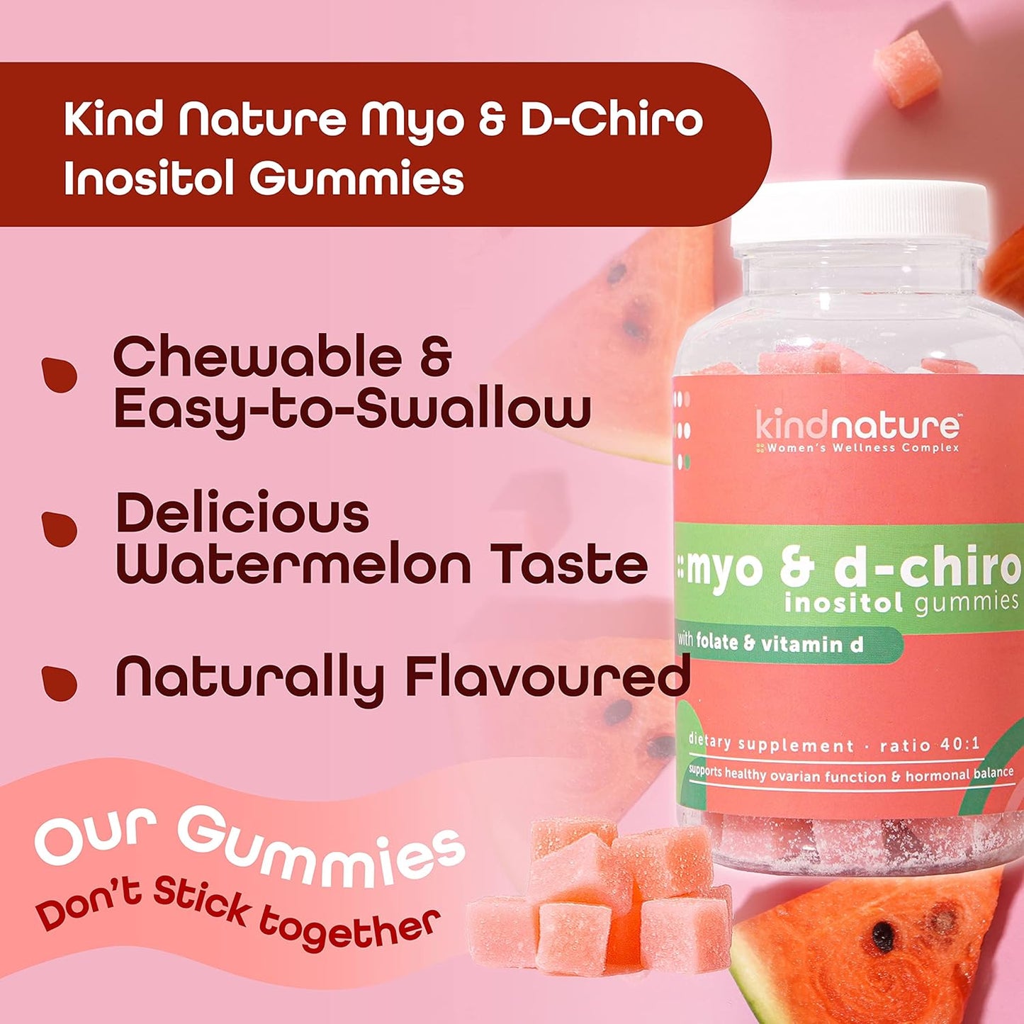 Myo-Inositol & Vitamin B2 Gummies Bundle for Hormonal Balance, Migraine Relief, and Energy Support by Kind Nature