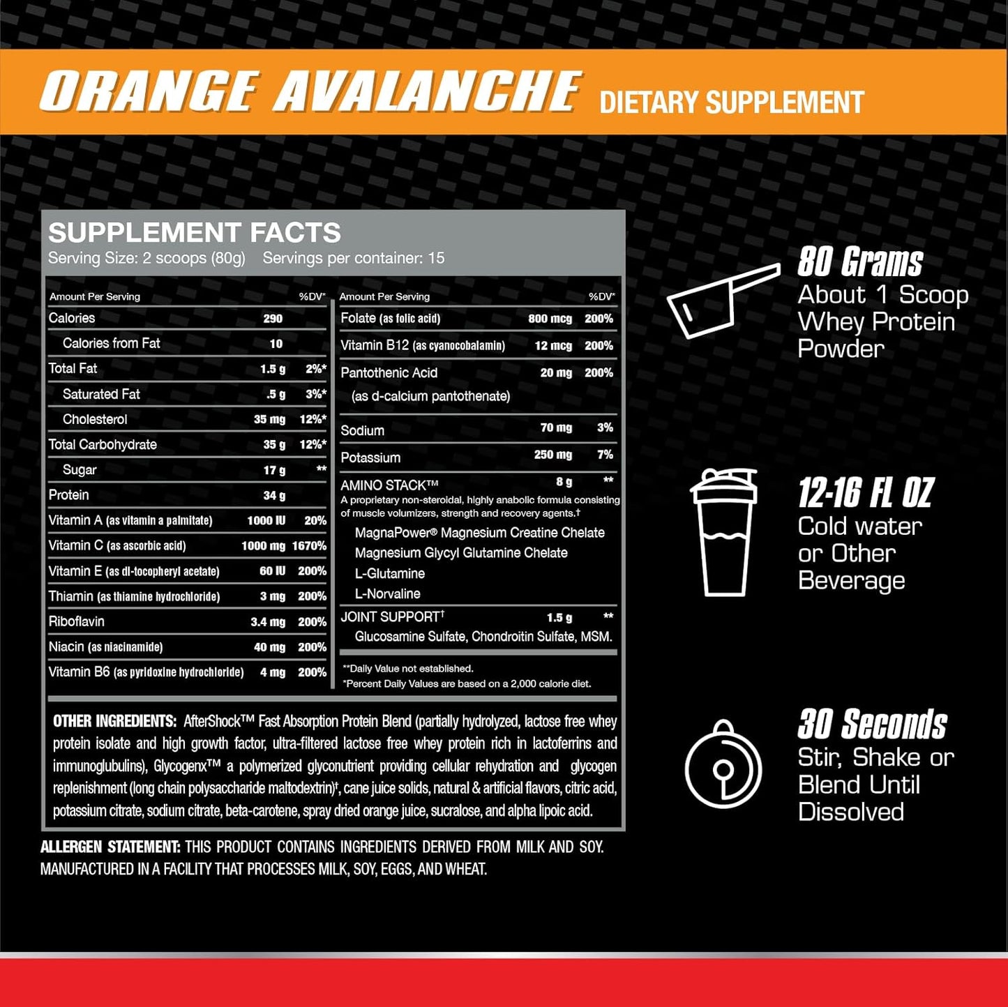 Myogenix Aftershock Post Workout Whey Protein Powder with Anabolic Ingredients for Muscle Growth & Mass Building, Fruit Punch 3 LBS