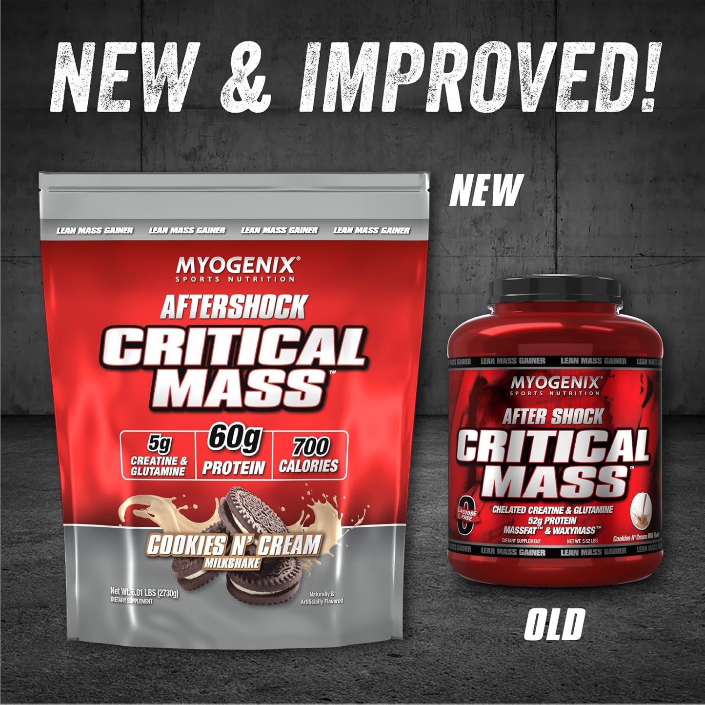 Myogenix Critical Mass Cookies and Cream Protein Powder for Muscle Mass Gain (6.01 lbs)