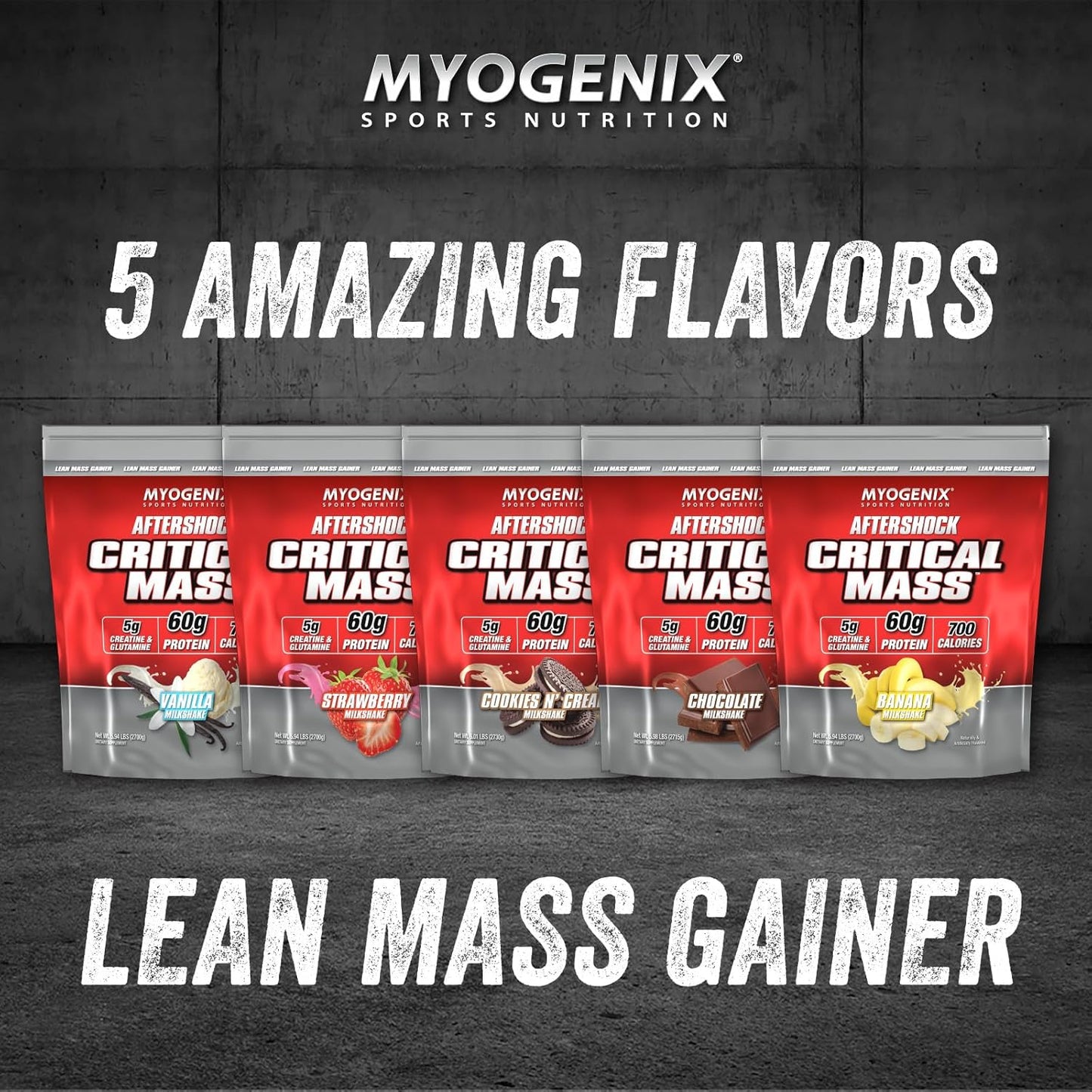 Myogenix Critical Mass Cookies and Cream Protein Powder for Muscle Mass Gain (6.01 lbs)