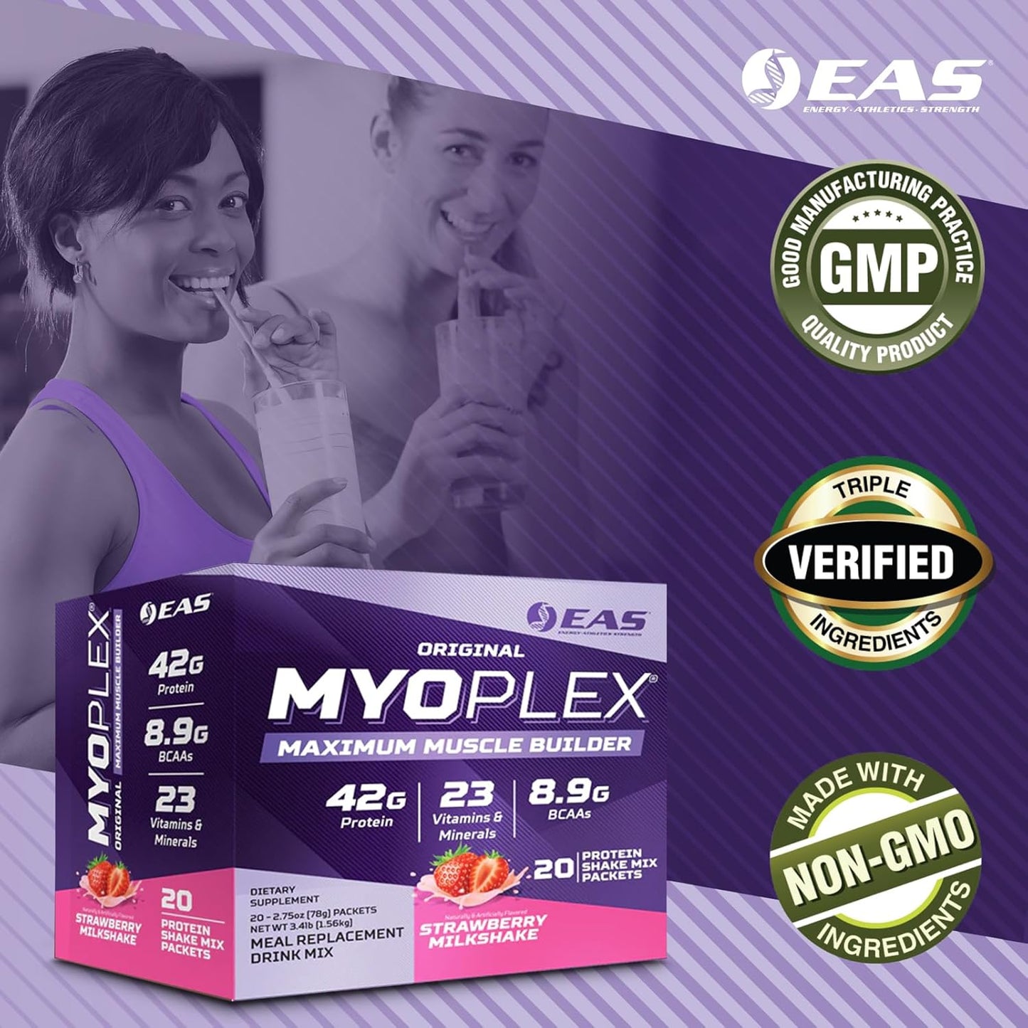 Myoplex Maximum Muscle Builder Protein Drink Mix - 42g Protein, 20 Packets, Double Rich Chocolate