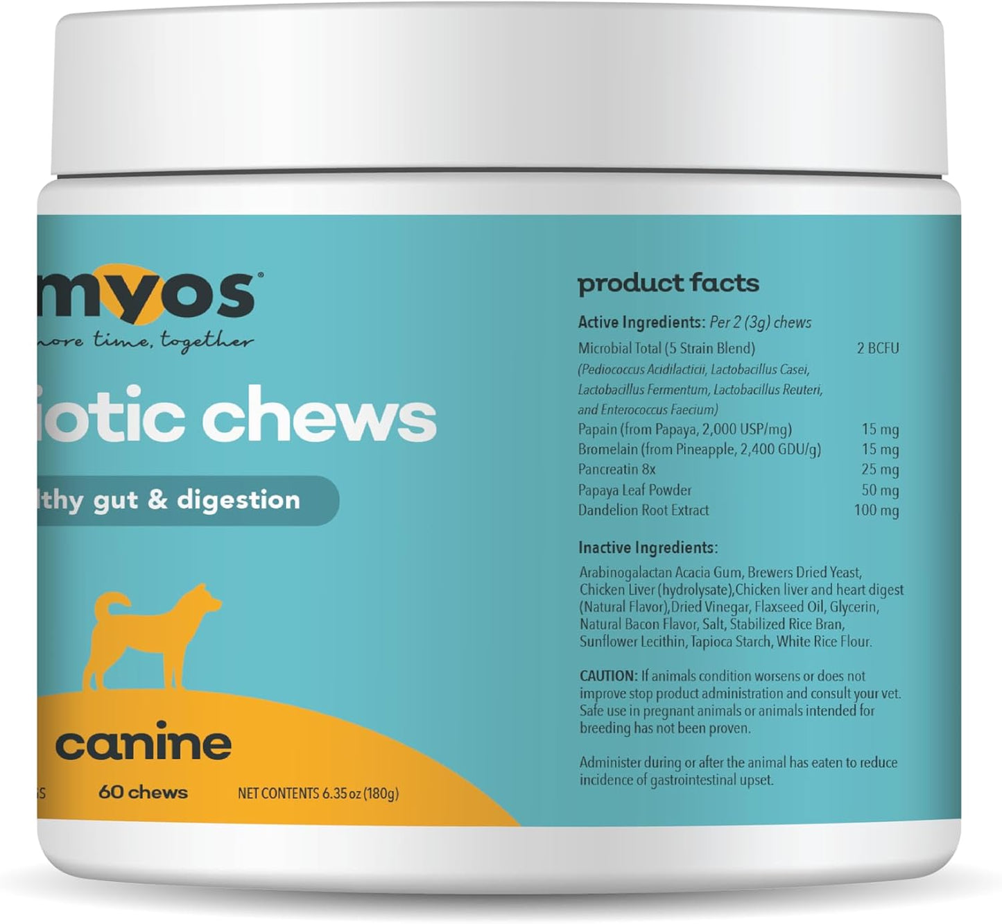 MYOS Probiotic Chew for Dogs - Daily Gut Health Support and Nutrient Absorption - All-in-One Supplement for Healthy Stool