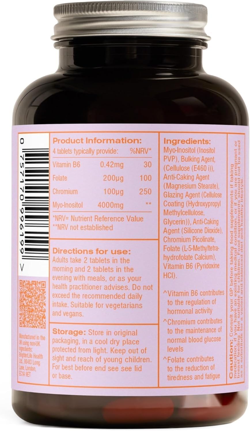 MyOva Myoplus Inositol Supplement for Hormone Balance & Ovarian Support - 120 Vegan Tablets