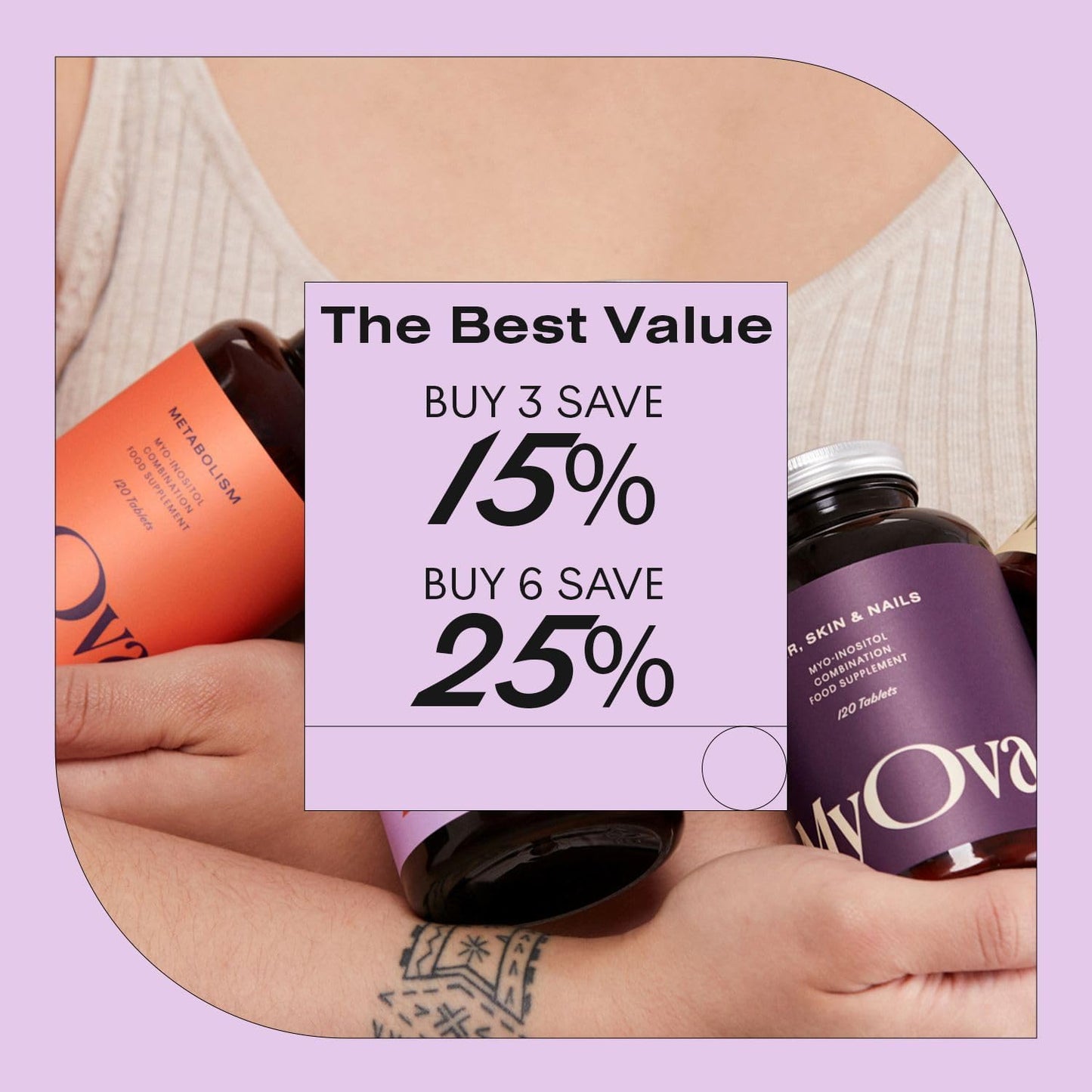 MyOva Myoplus Inositol Supplement for Hormone Balance & Ovarian Support - 120 Vegan Tablets