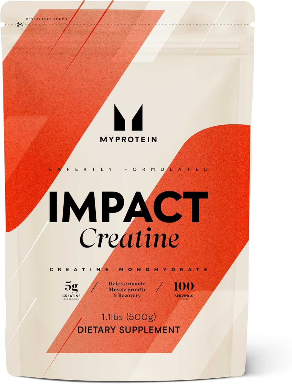 Myprotein Creatine Monohydrate Powder 1.1 lbs Bag - Unflavored Workout Supplement - Gluten-Free, Vegan, Easy to Dissolve - 100 Servings