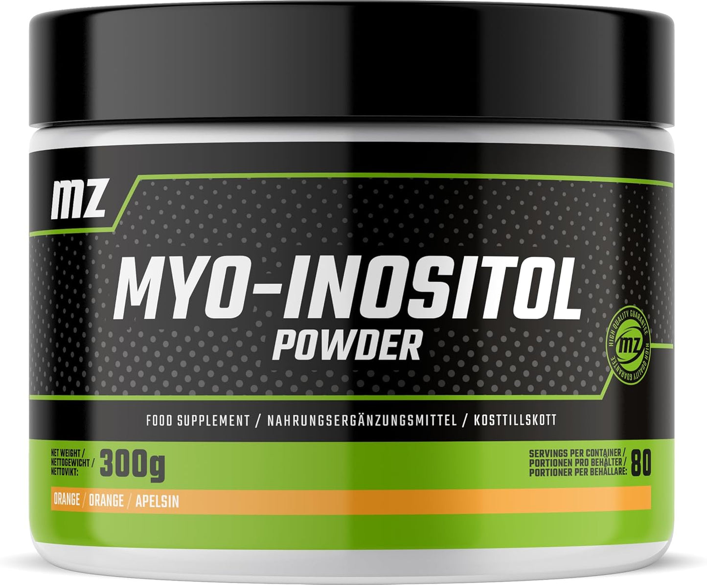MZ Myo-Inositol Powder 300g - Orange Flavour - 3750mg per Serving - 80 Servings - by MZ