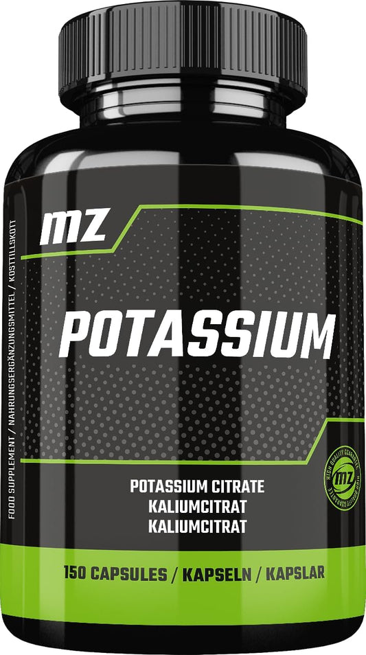 MZ Organic Potassium Citrate Supplement - 150 Vegan Capsules - Maintain Blood Pressure & Muscle Function - 5 Month Supply