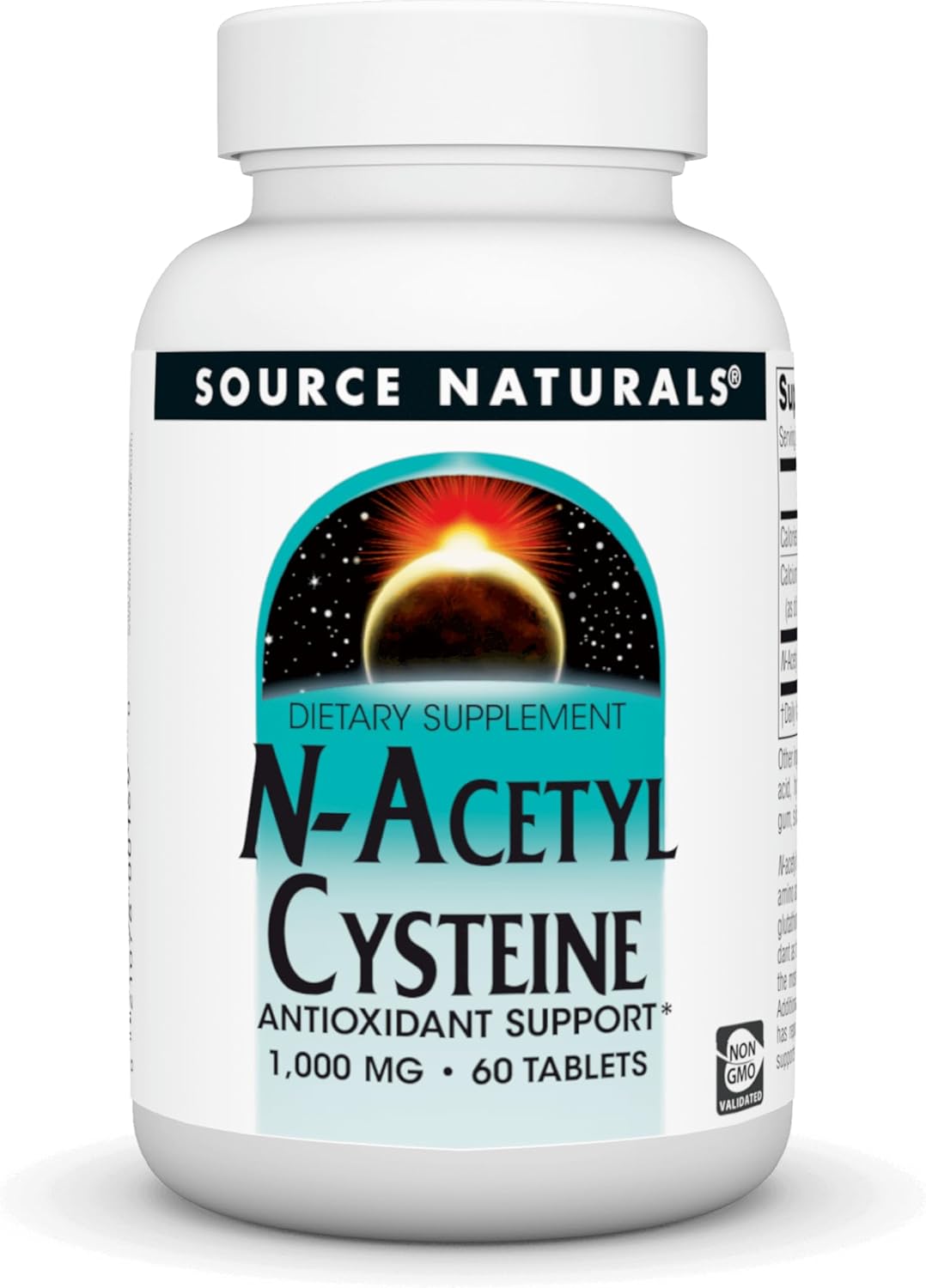 N-Acetyl Cysteine 1000mg Tablets for Respiratory Health - Antioxidant Support Dietary Supplement by Source Naturals