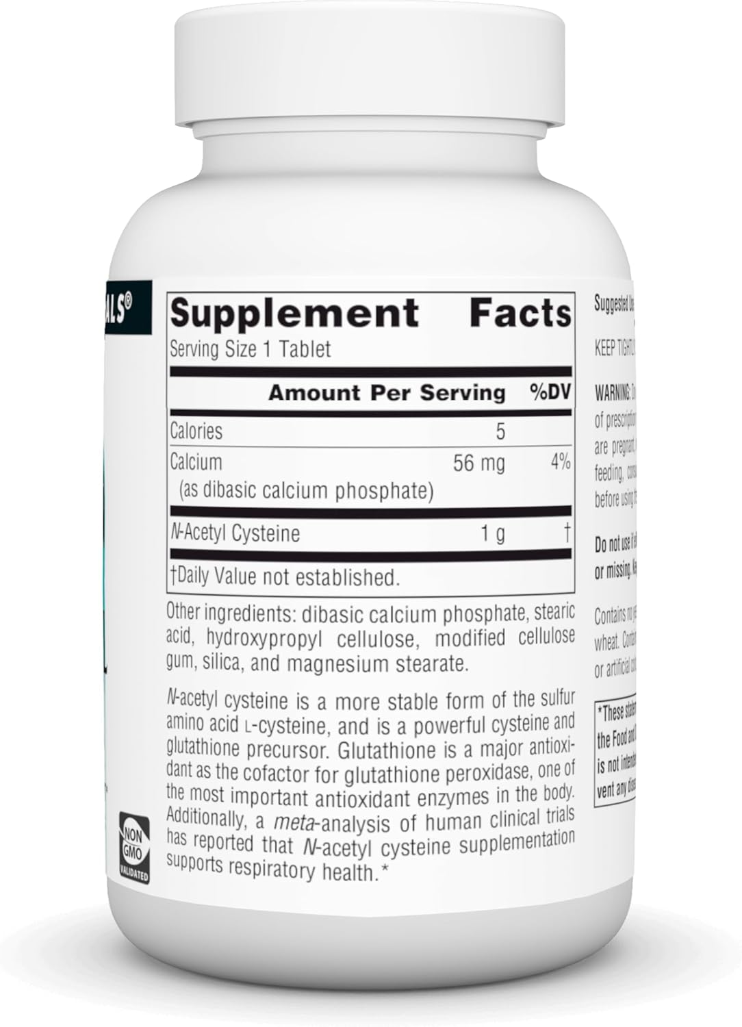 N-Acetyl Cysteine 1000mg Tablets for Respiratory Health - Antioxidant Support Dietary Supplement by Source Naturals